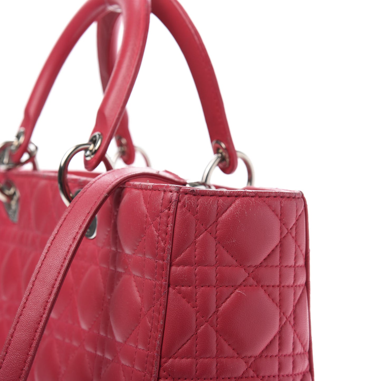 Lambskin Cannage Large Lady Dior Fuchsia