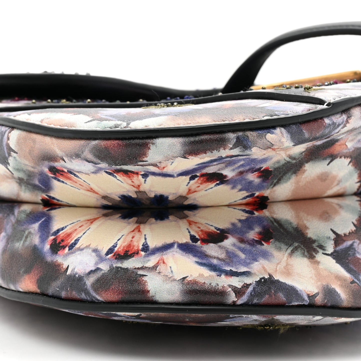 Canvas Embroidered Kaleidiorscopic Saddle Bag Blue Multicolor