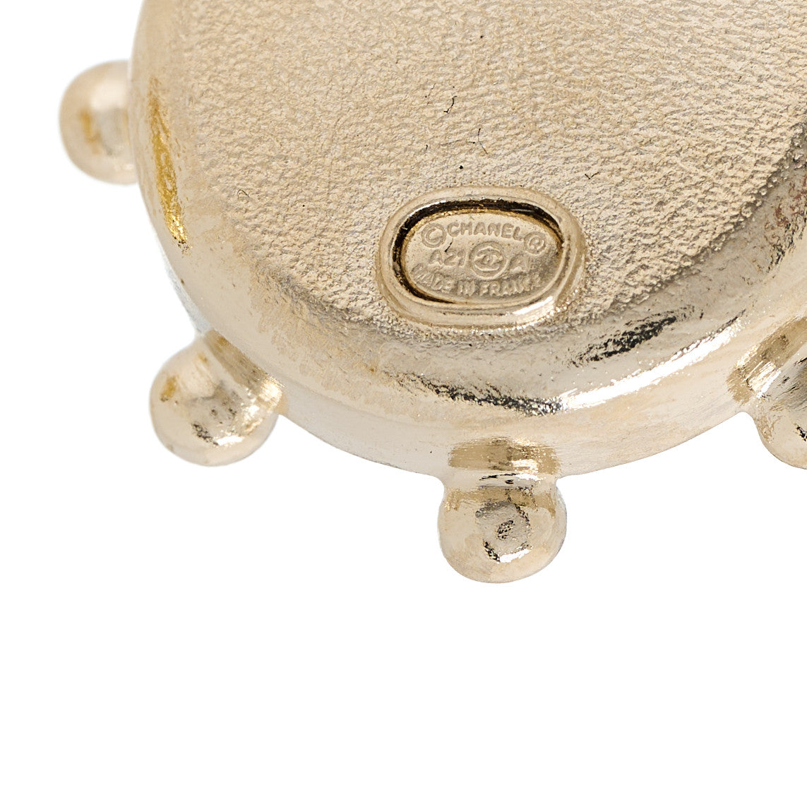 Pearl Crystal CC Round Earrings Gold