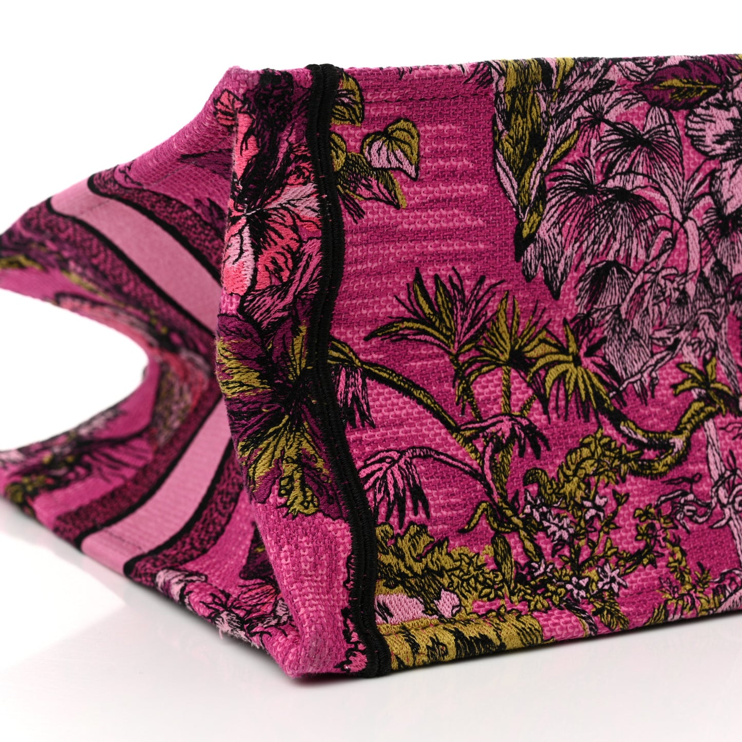 Canvas Embroidered Medium Toile de Jouy Voyage Book Tote Fuchsia Multicolor