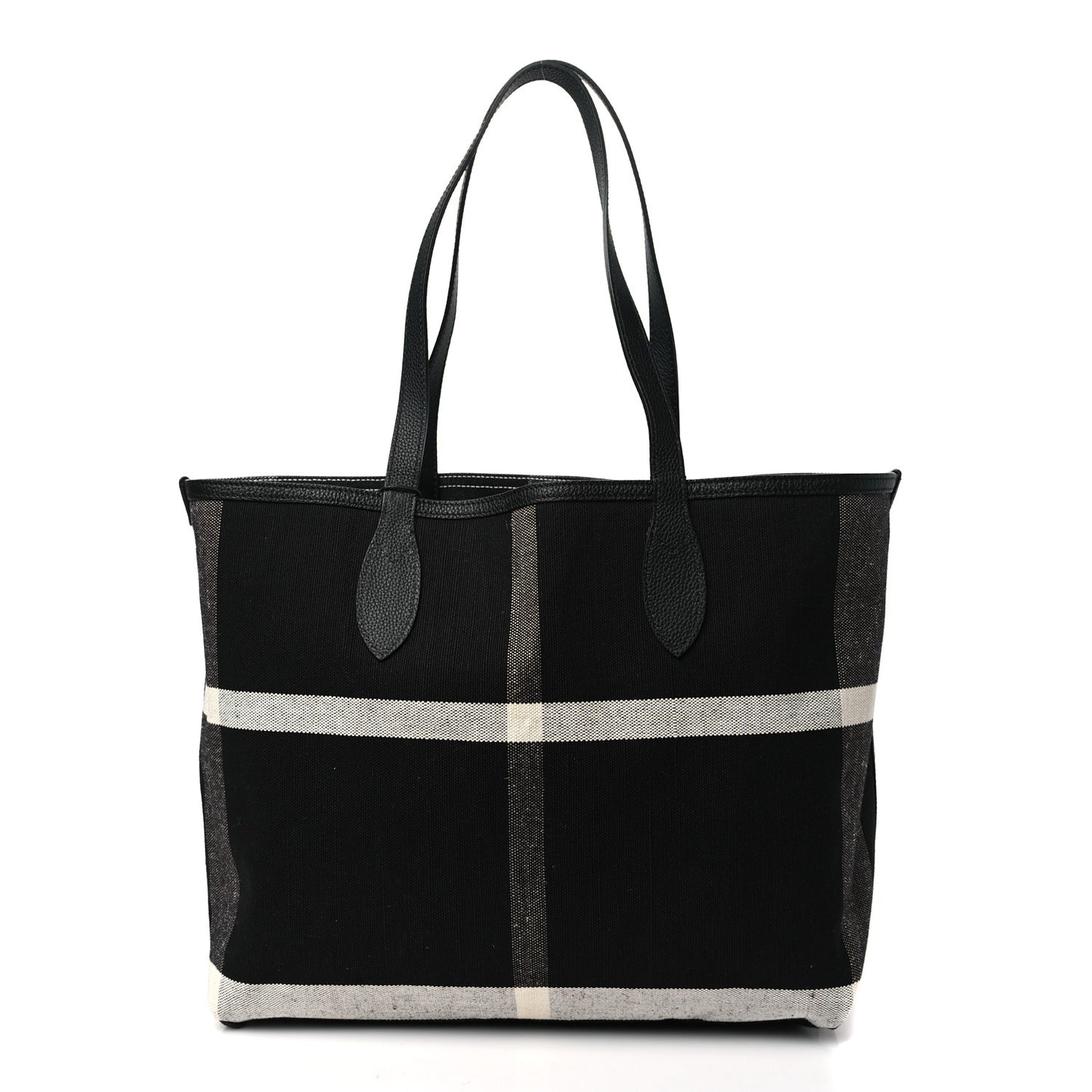 Coated Canvas Mega Check Medium Doodle Tote Black White