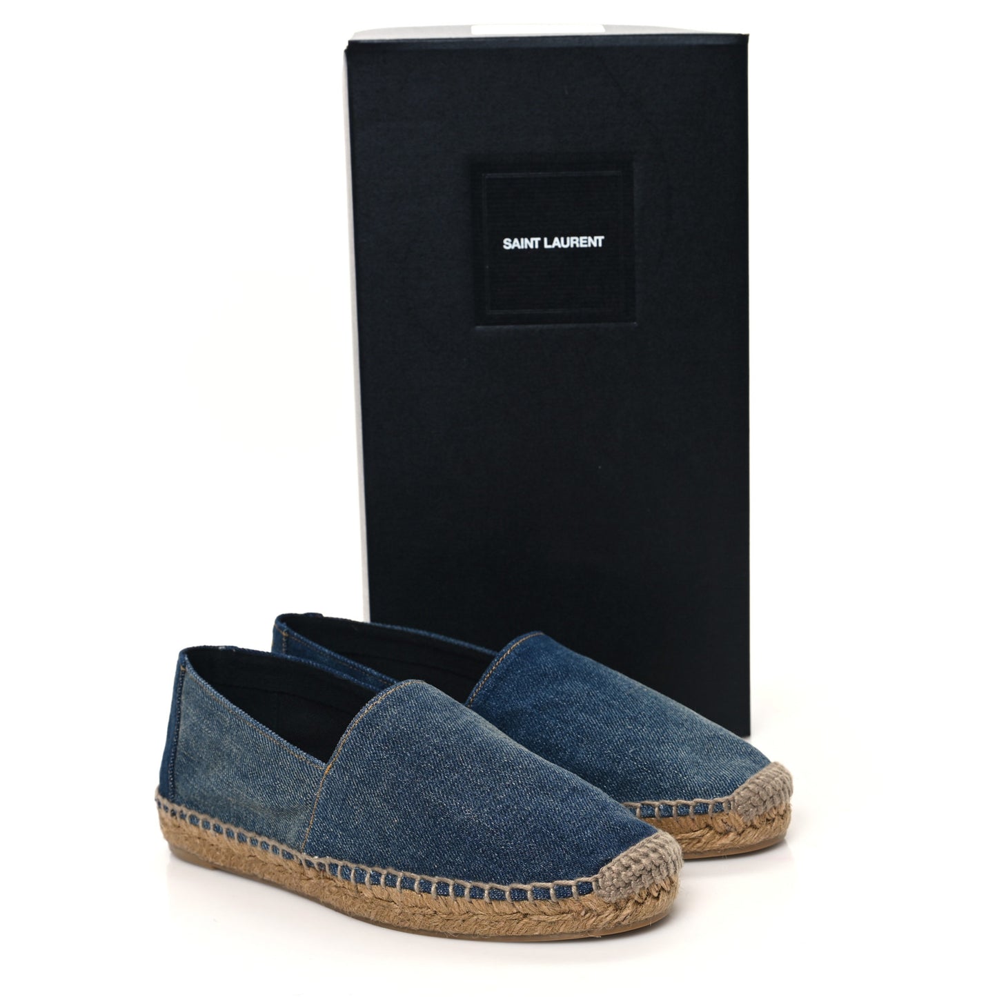 Denim Logo Embroidered Espadrilles 36 Deep Blue