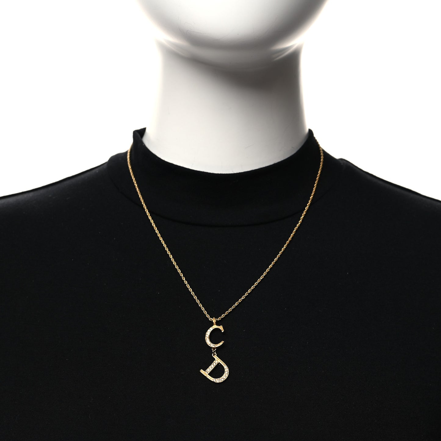Metal Crystal CD Necklace Gold