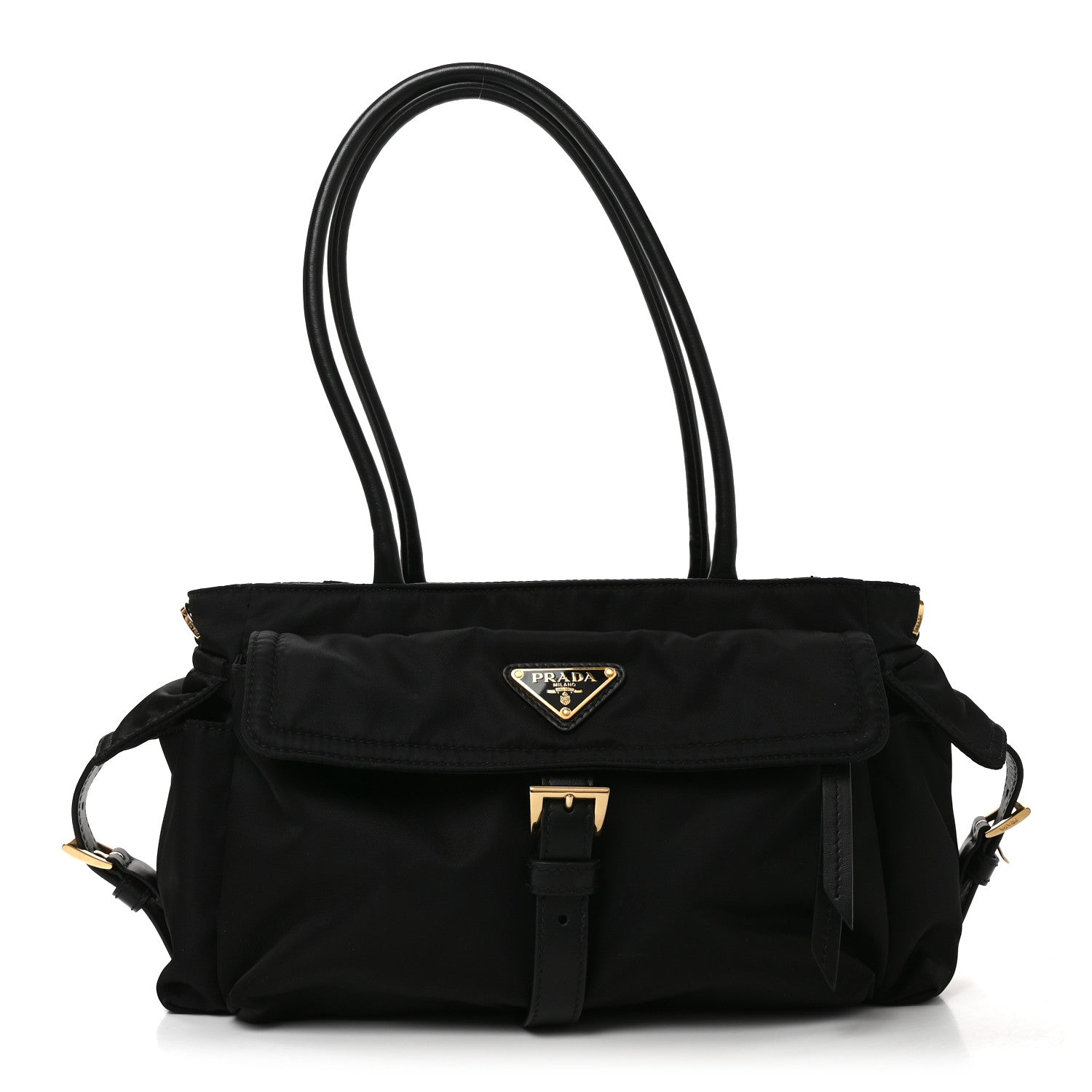 【美品】PRADA RE-NYLON TRIANGLE TOTE BAG Prada Re-Nylon Triangle Medium Explore Tote Black 1926923