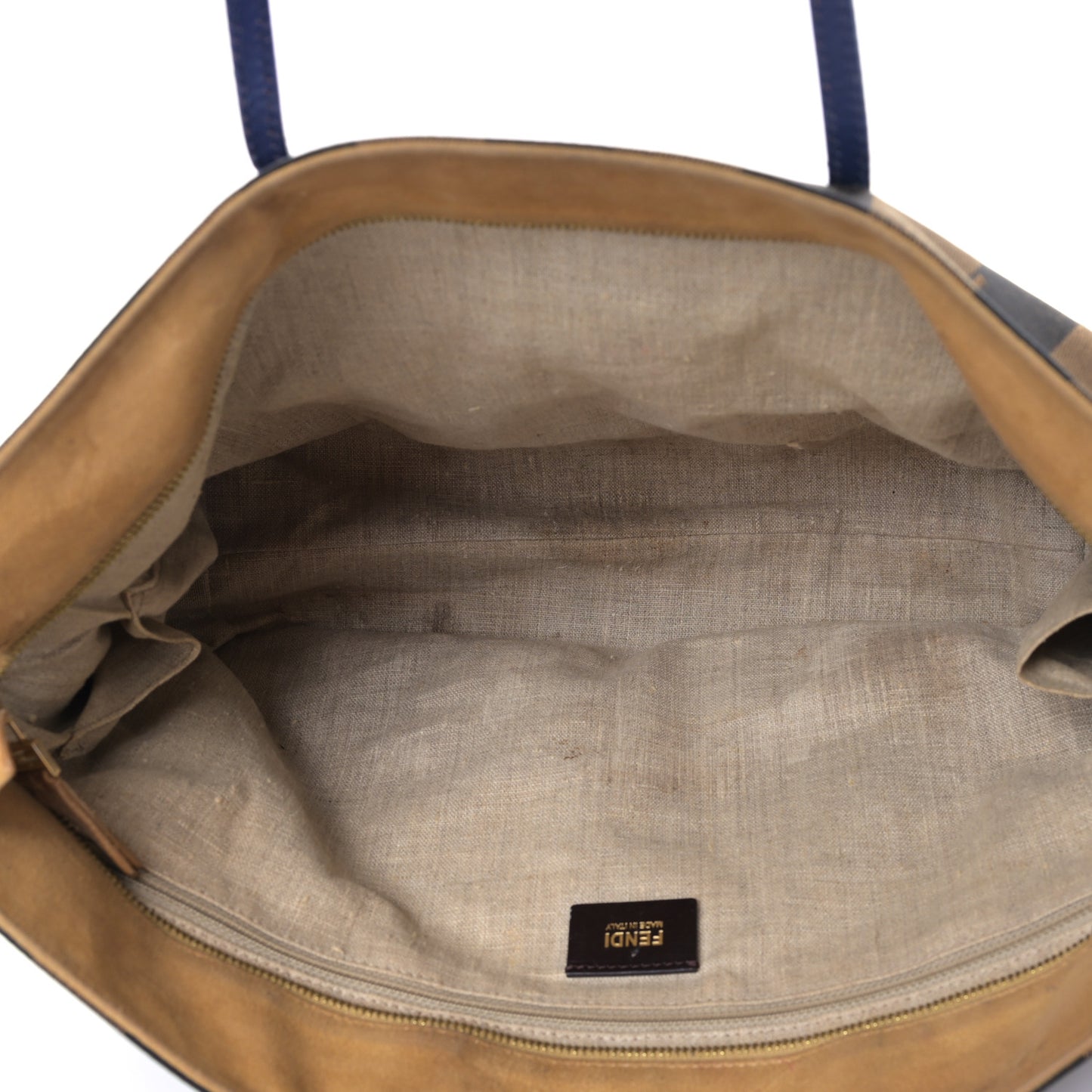 Pequin Cuoio Vegetale Medium Roll Tote Tobacco Rosso Blue