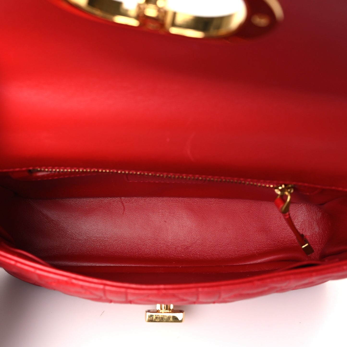 Calfskin Cannage Dioramour Small Caro Bag Bright Red