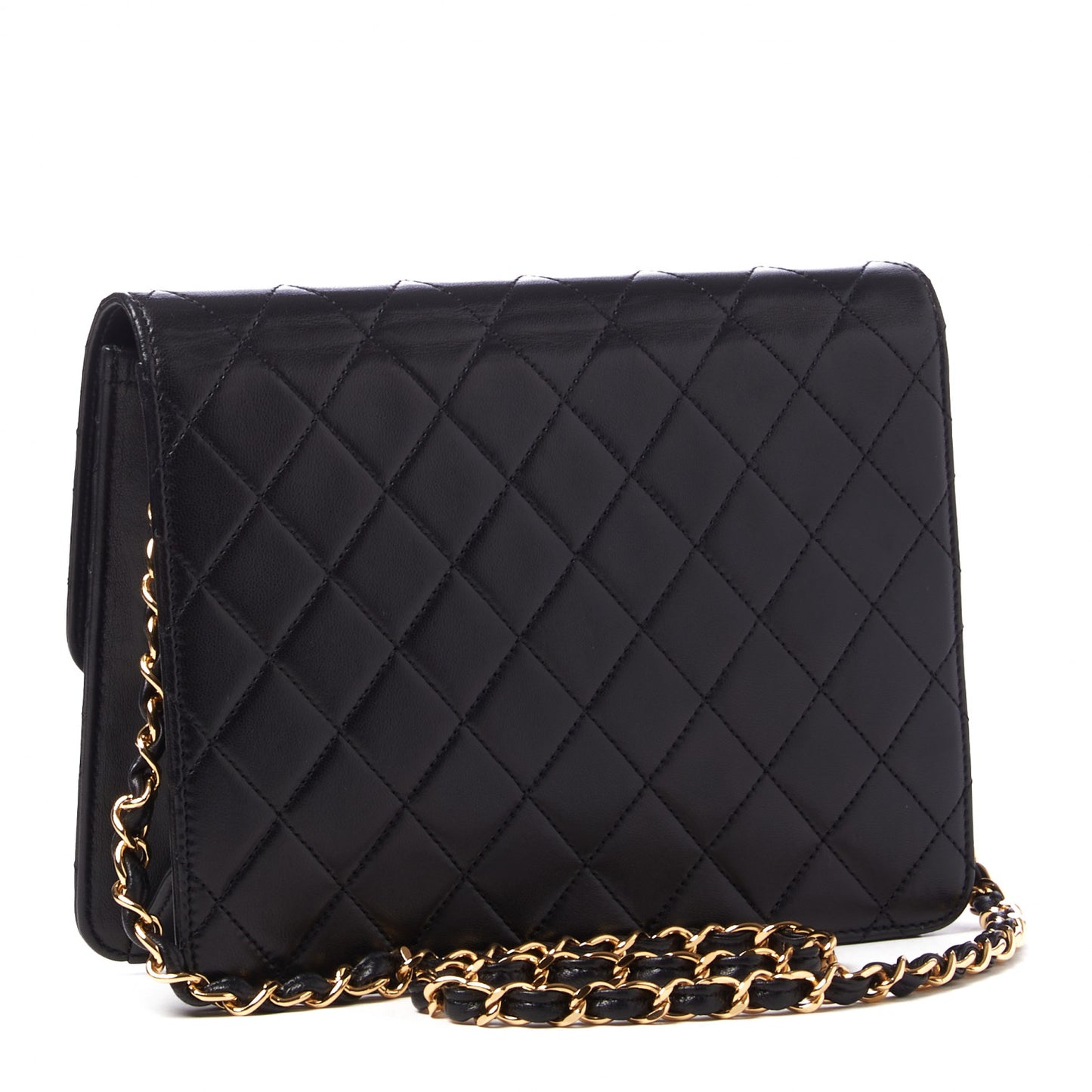 Lambskin Quilted Small Single Flap Black