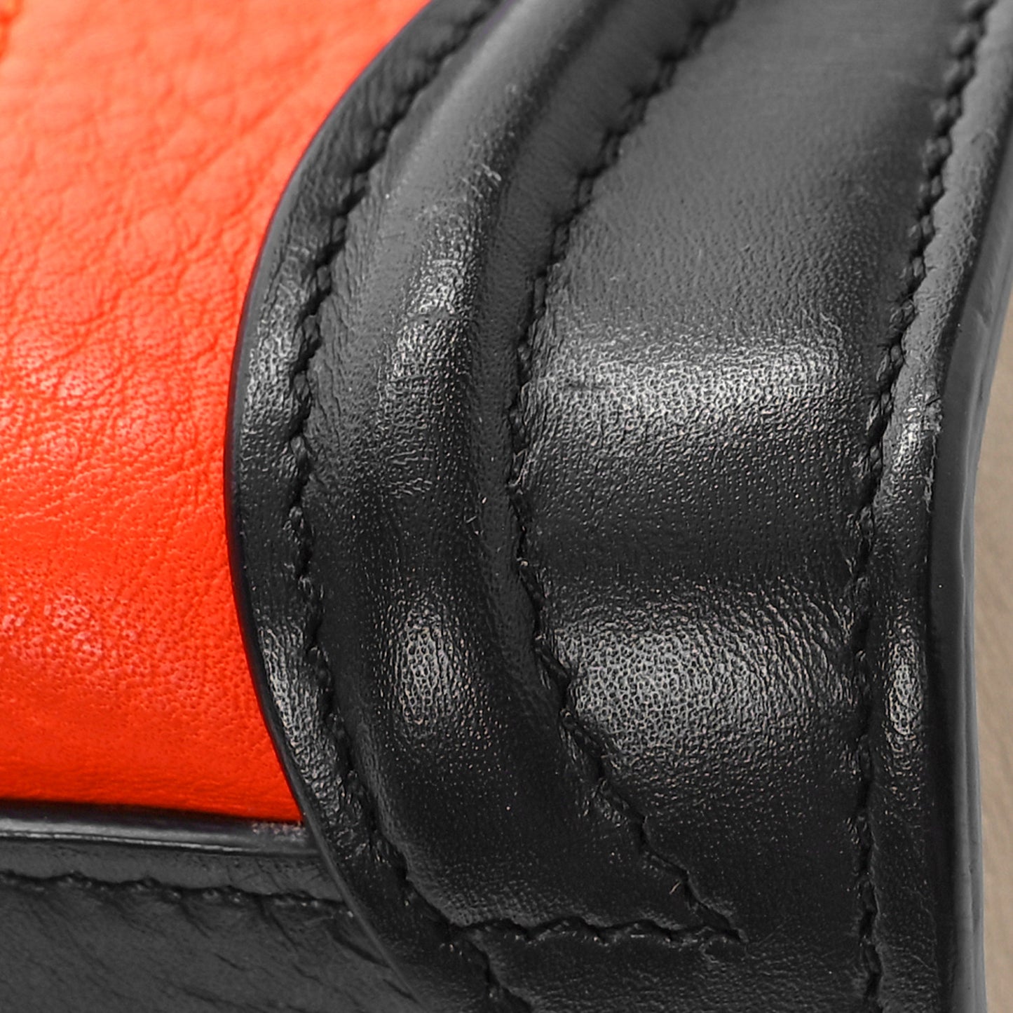 Elephant Calfskin Nano Tri-Color Luggage Bright Orange