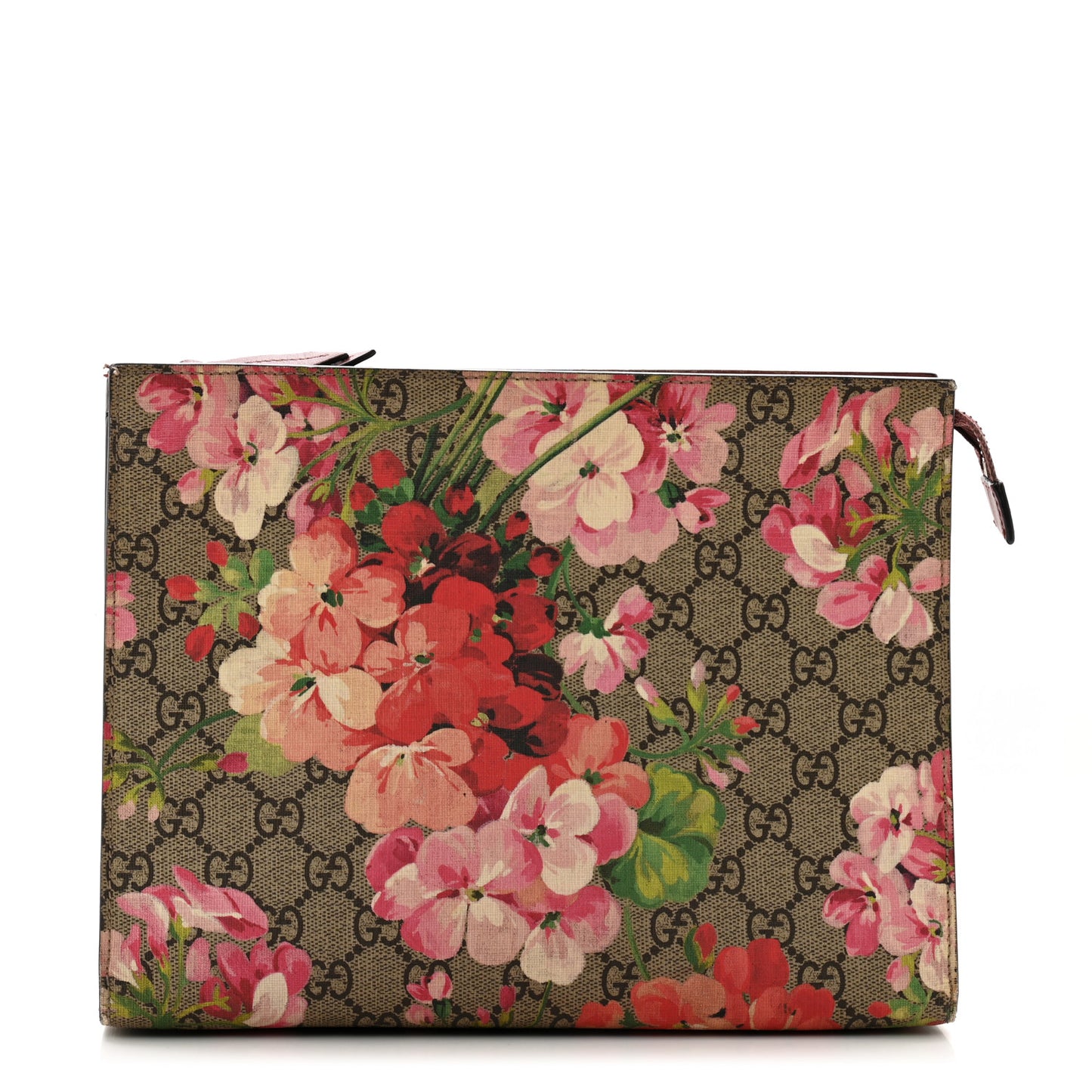 GG Supreme Monogram Blooms Large Cosmetic Case Beige Multicolor Dry Rose