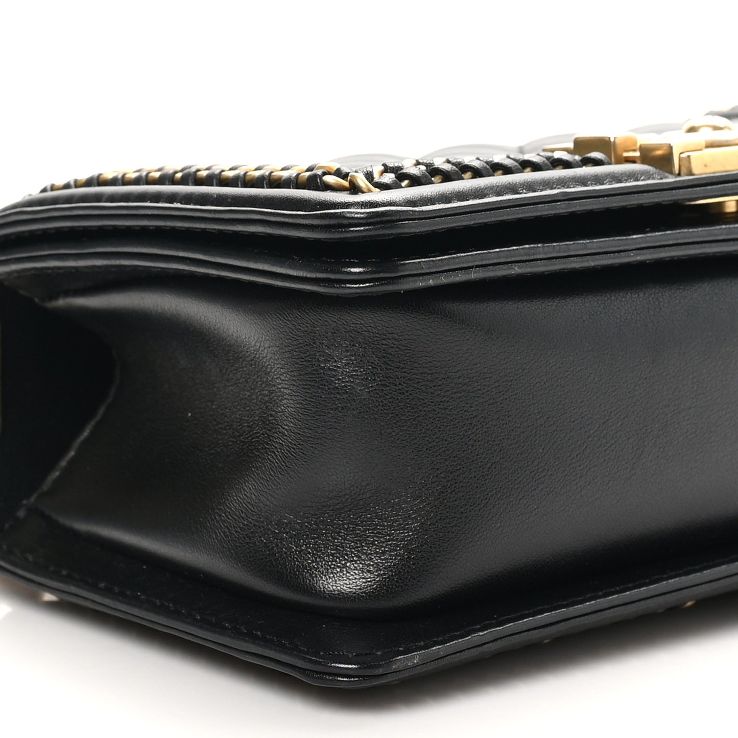 Lambskin Quilted Small Top Handle Boy Flap Black