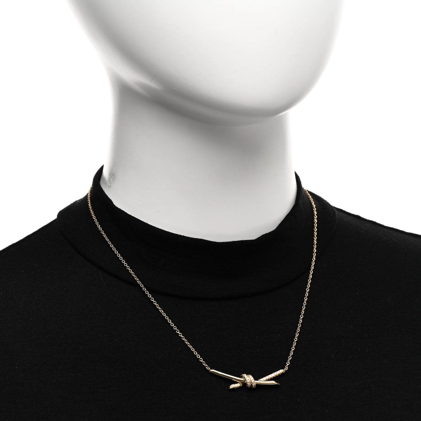 18K Yellow Gold Diamond Knot Necklace