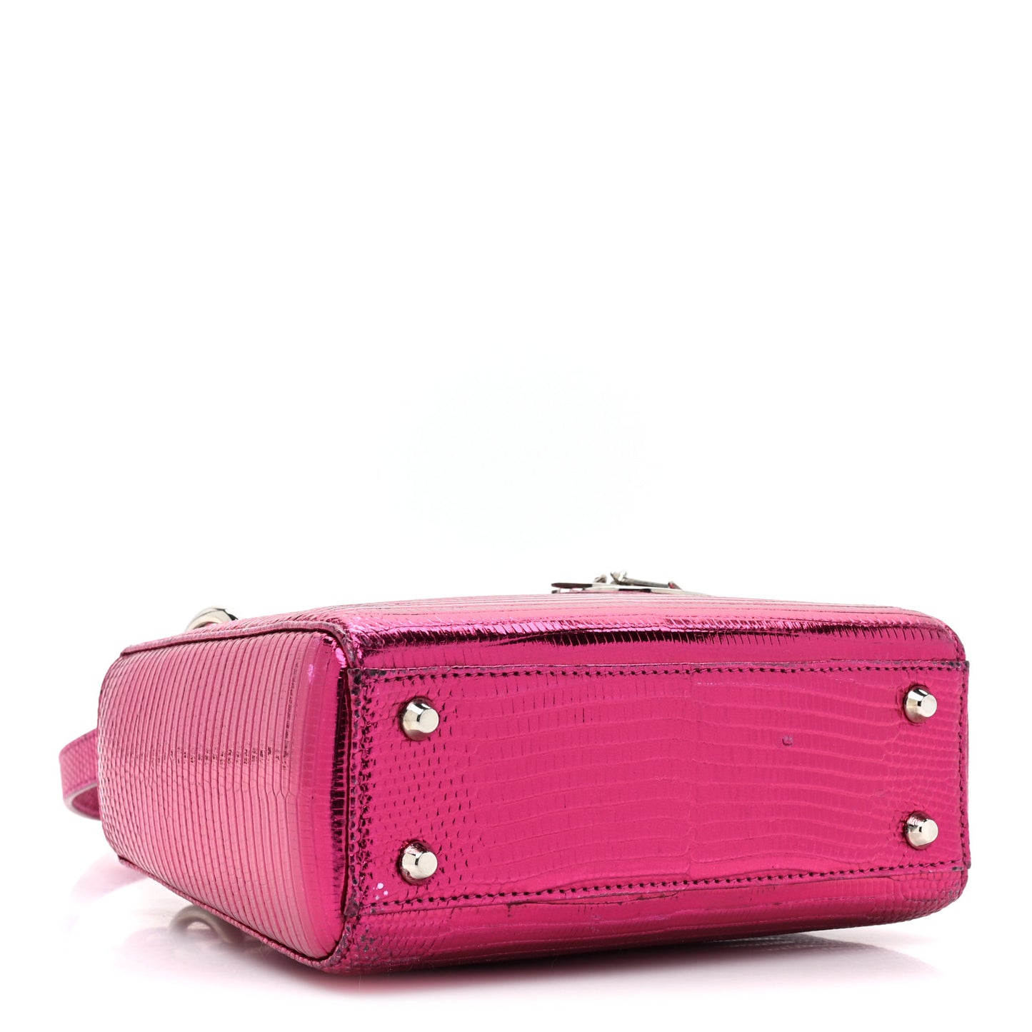 Metallic Lizard Mini Lady Dior Fuchsia