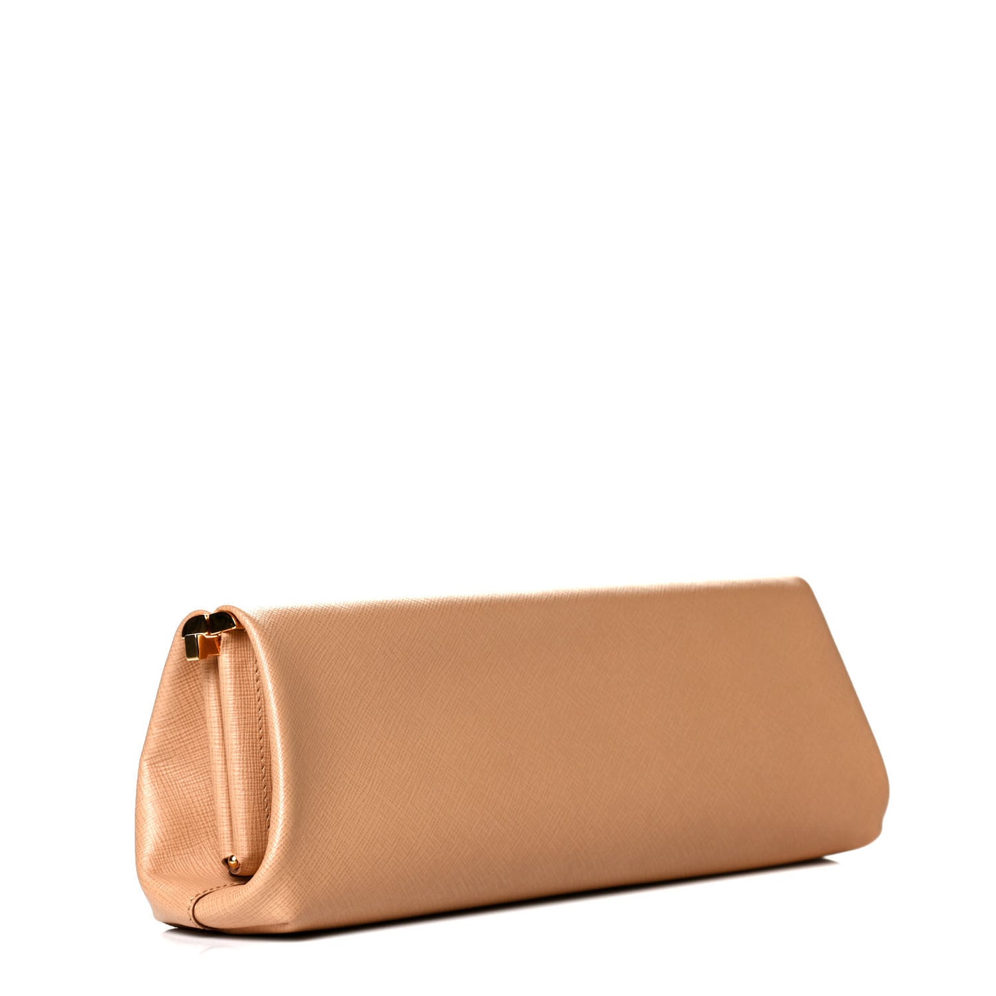 Saffiano Lux East West Frame Clutch Cammeo