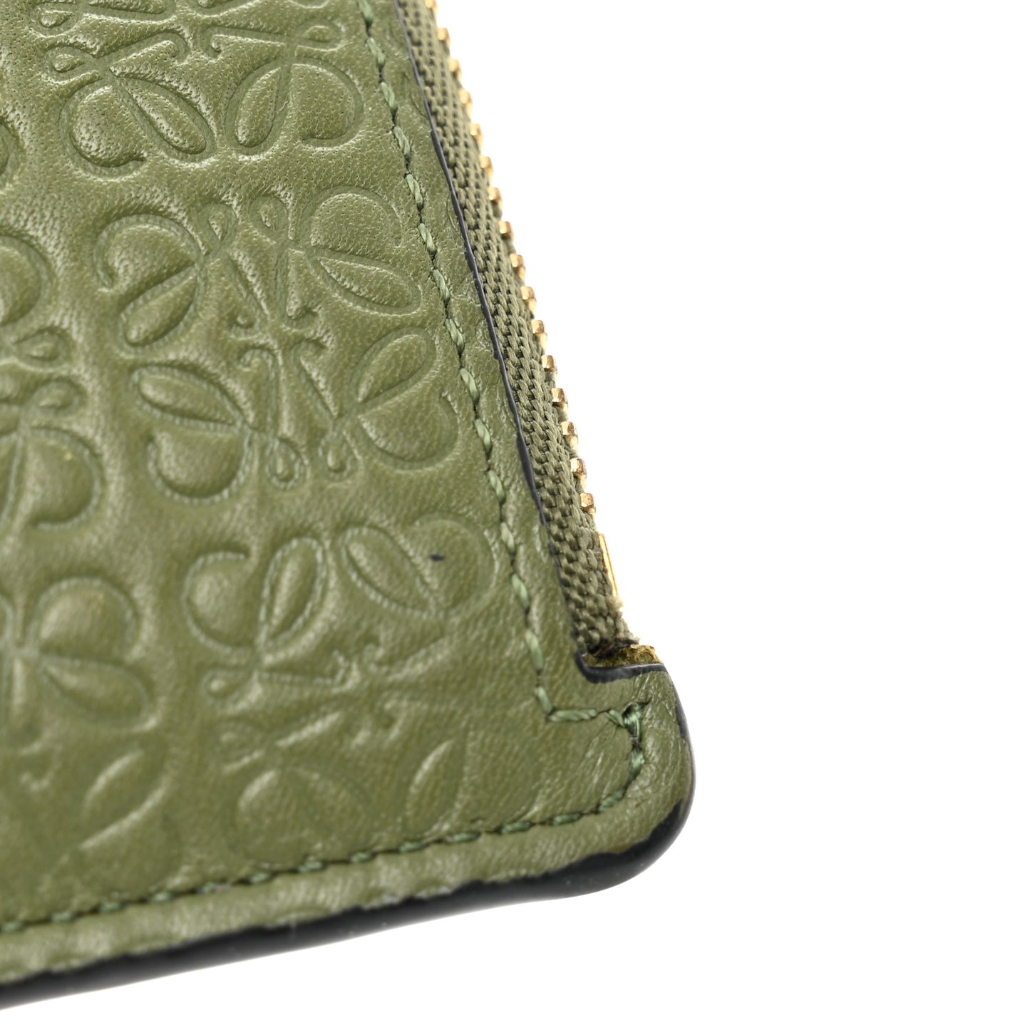 Calfskin Embossed Repeat Coin Card Holder Avocado Green