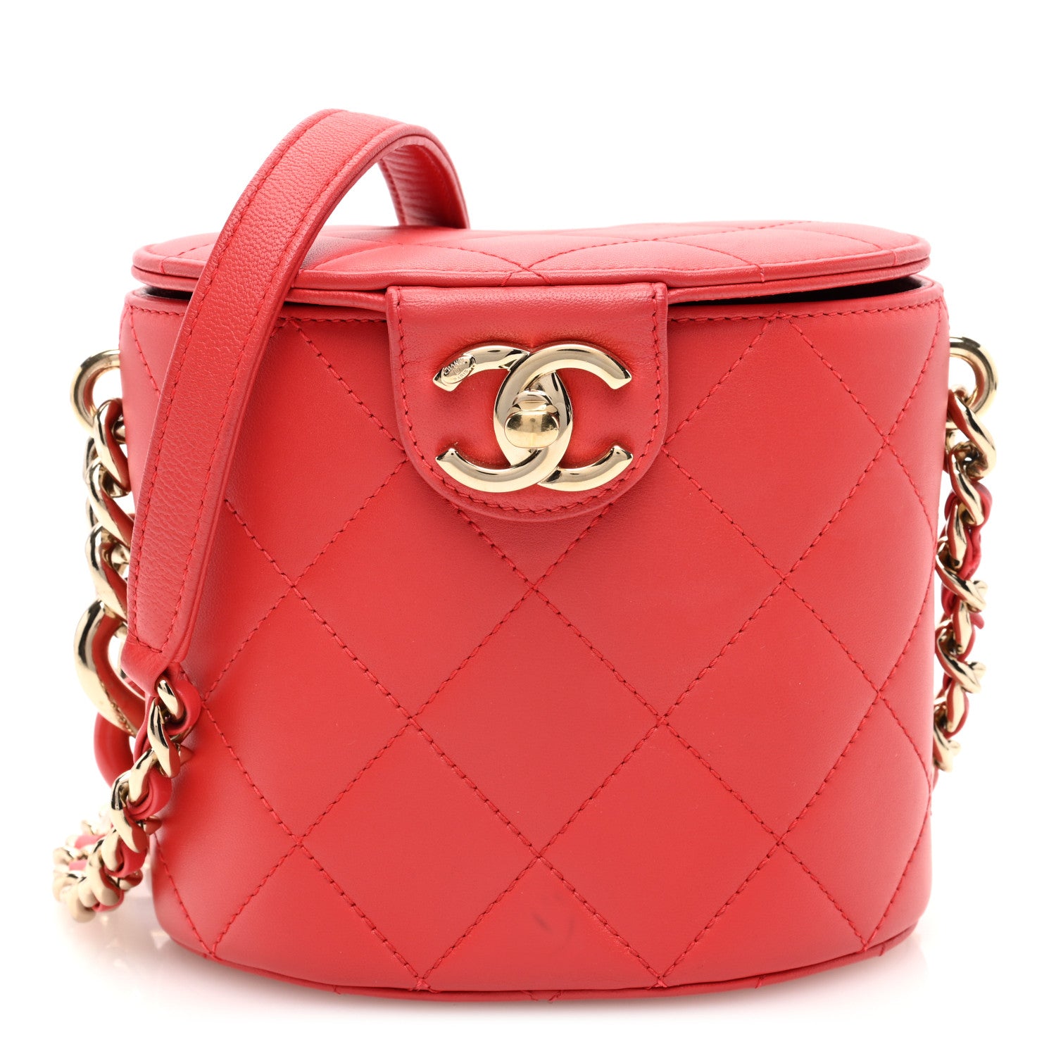 Chanel Lambskin Resin Elegant Chain Vanity Case Red 1 of 11