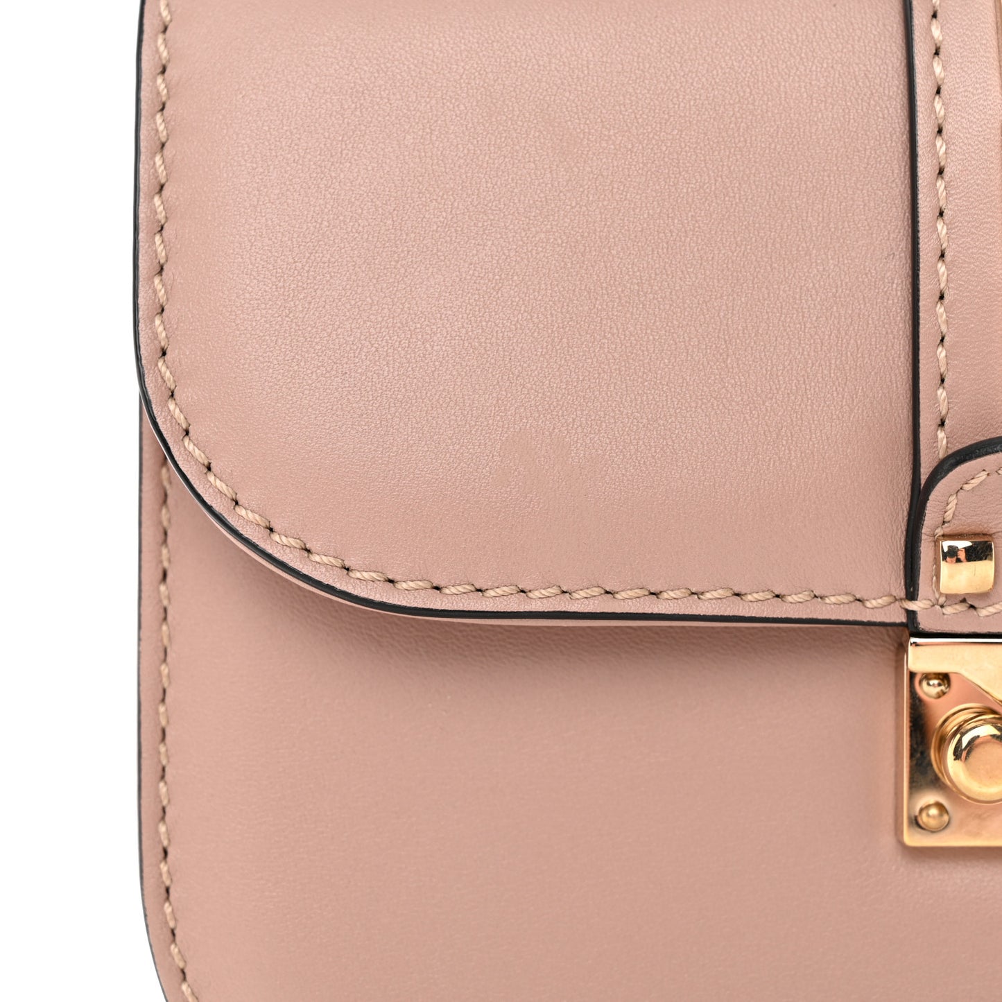 Vitello Small Glam Lock Rockstud Flap Poudre