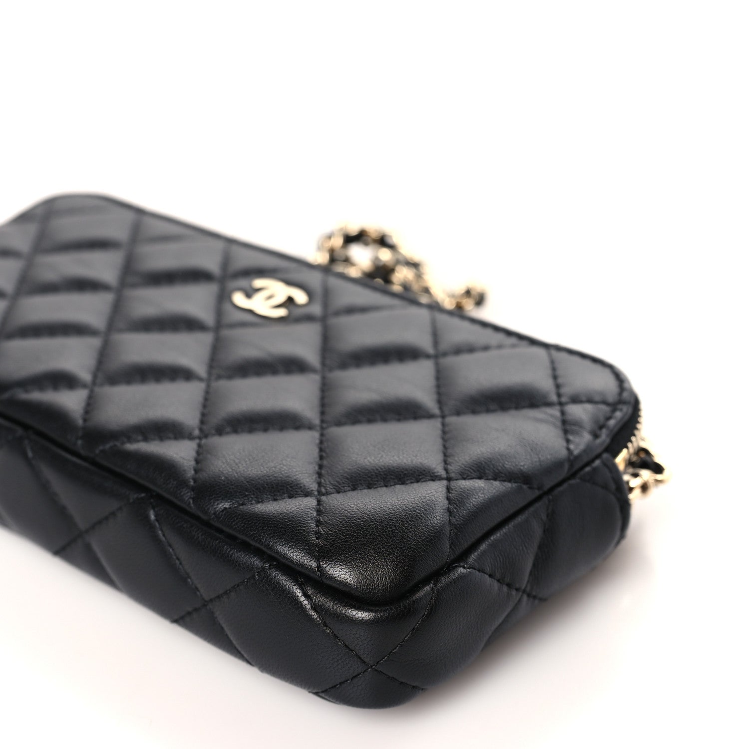 Chanel Lambskin Quilted Small Clutch With Chain Black 10 of 10