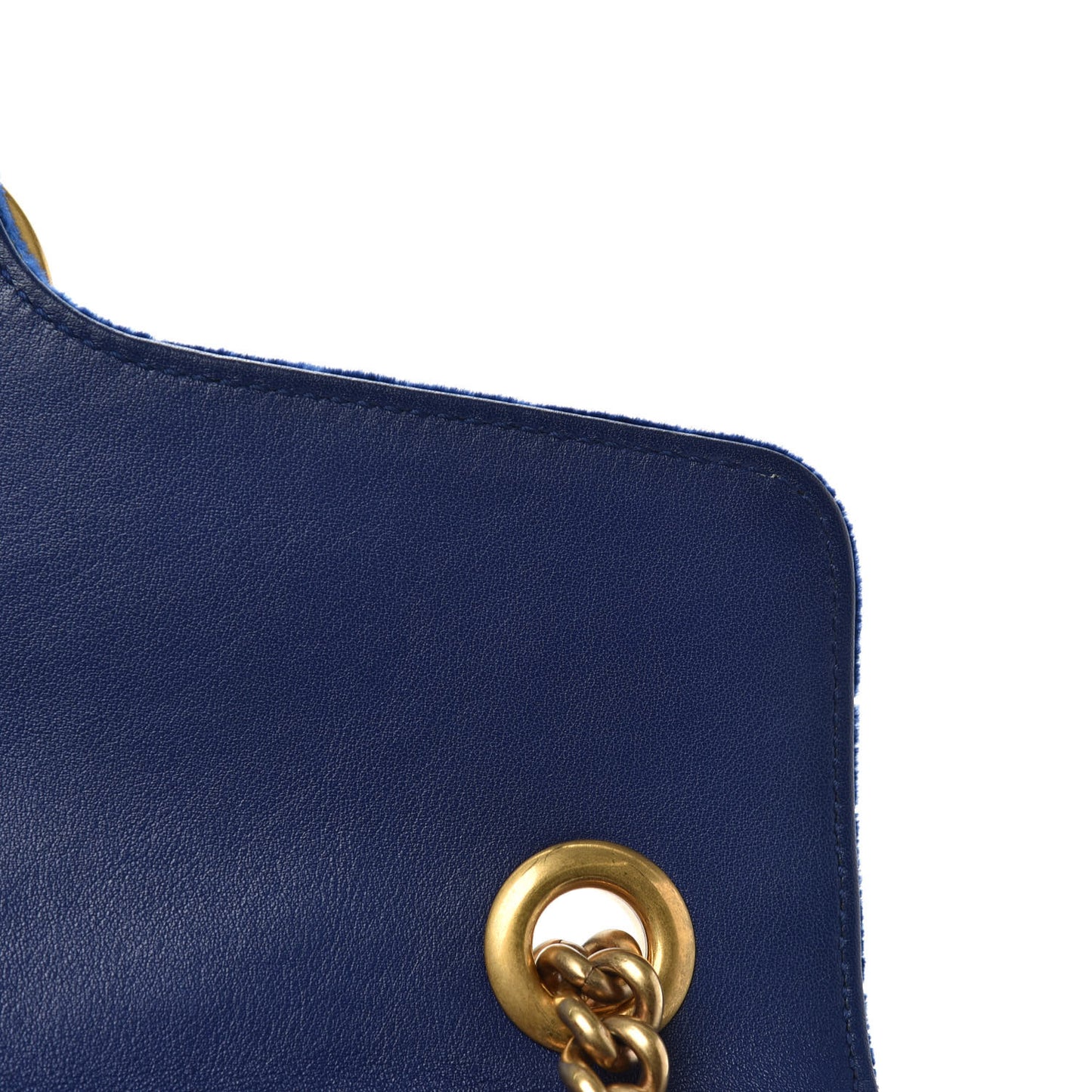 Velvet Matelasse Small GG Marmont Shoulder Bag Cobalt Blue