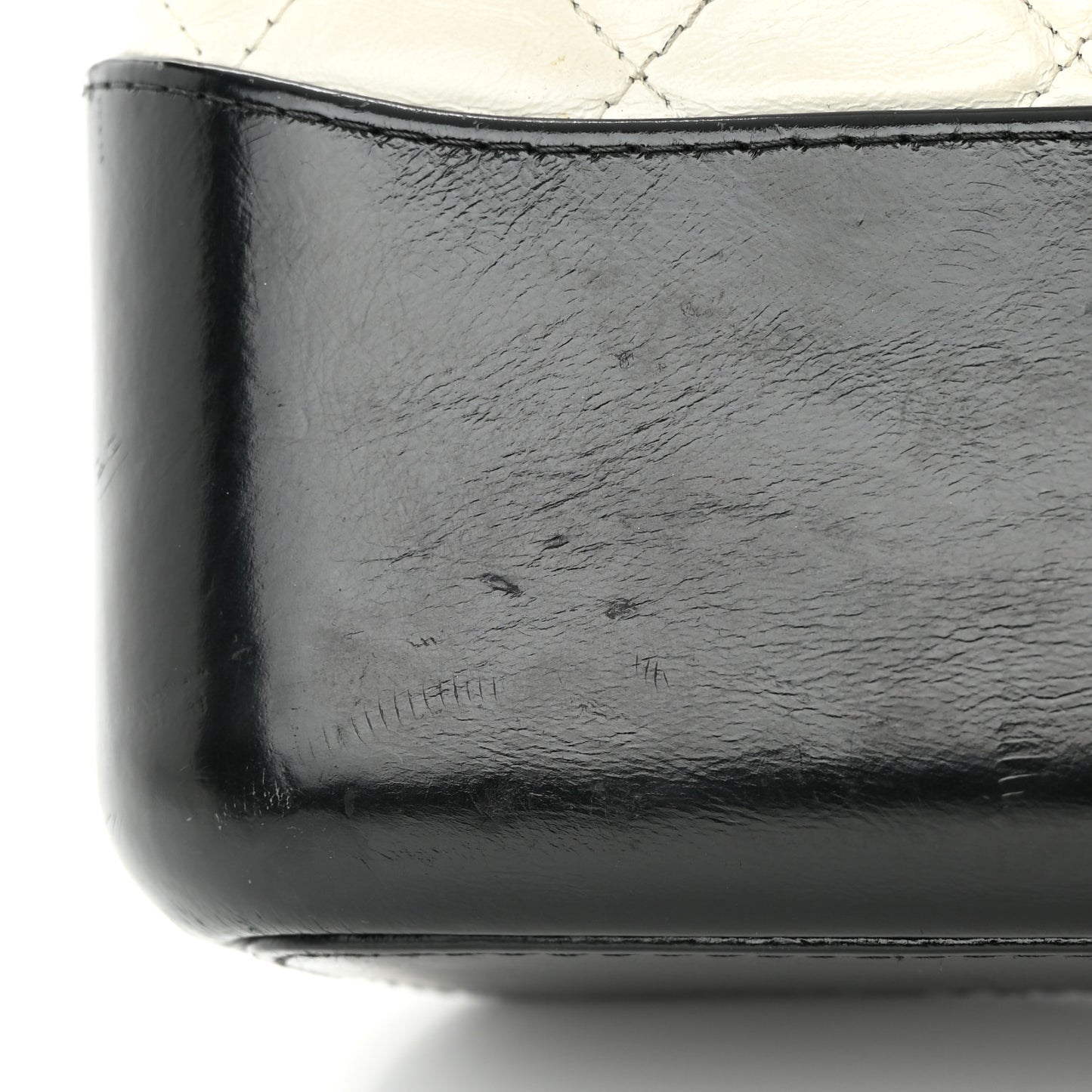Aged Calfskin Quilted Medium Gabrielle Hobo Black White