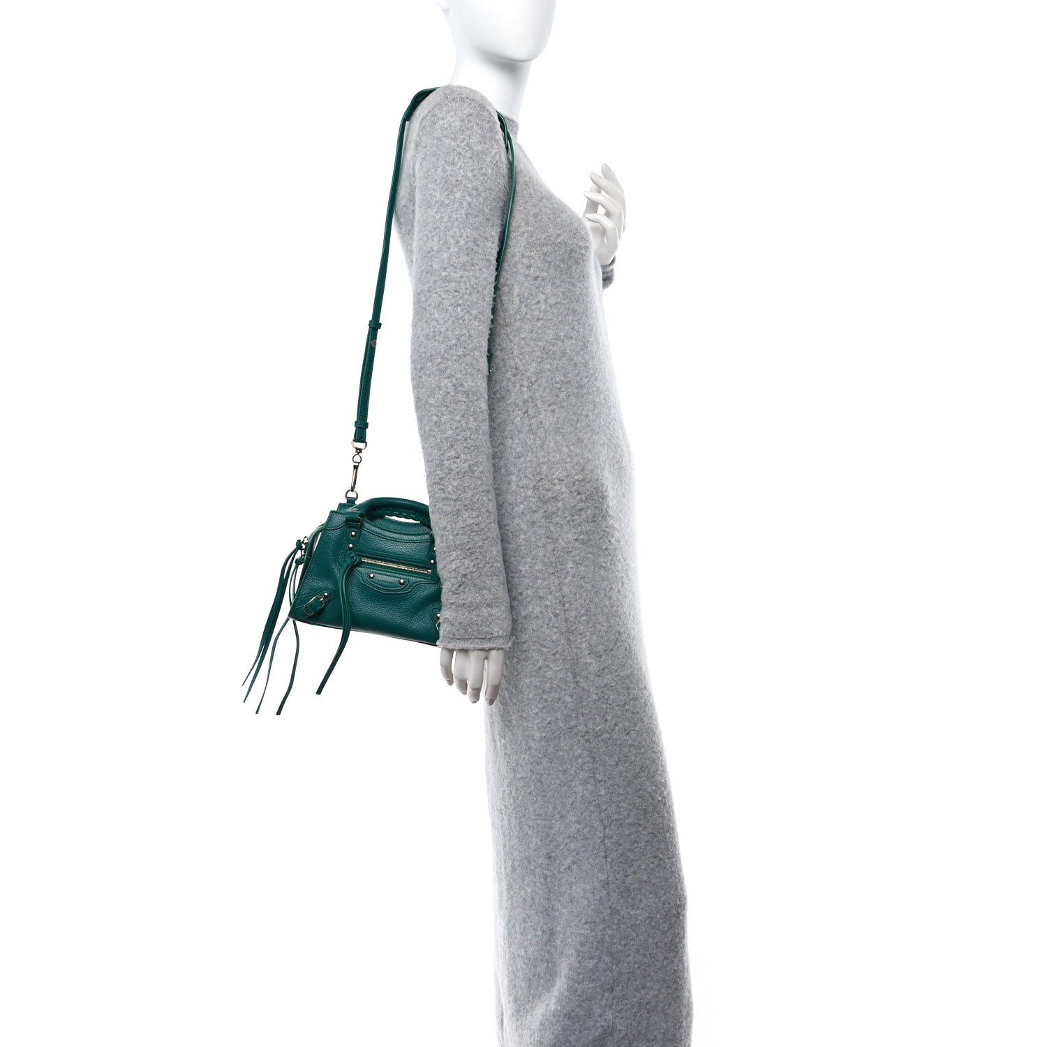 Balenciaga Grained Calfskin Neo Classic Silver Hardware Mini City Jade 3 of 10