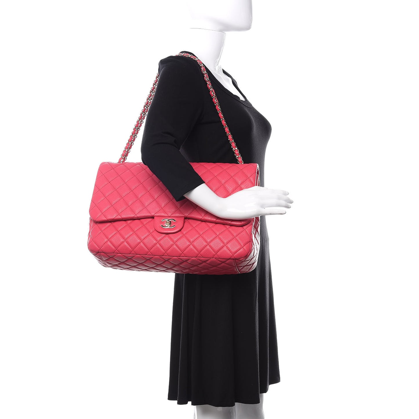 Calfskin Quilted Small XXL Travel Flap Bag Dark Pink
