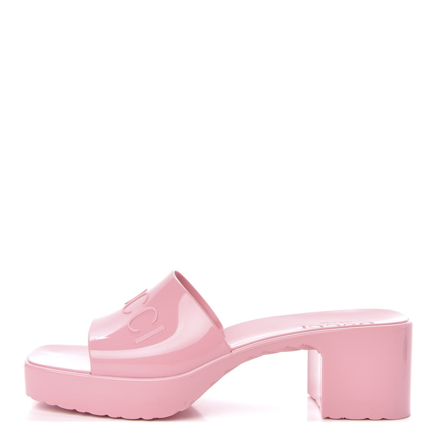 Rubber Gucci Logo Womens Platform 20/60mm Slide Sandals 36 Wild Rose
