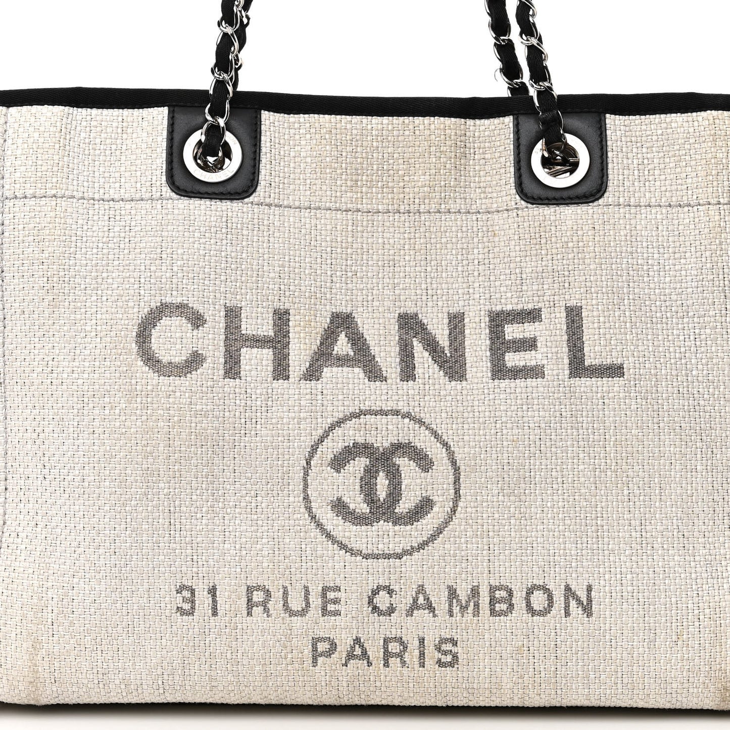 Woven Straw Raffia Small Deauville Tote Grey