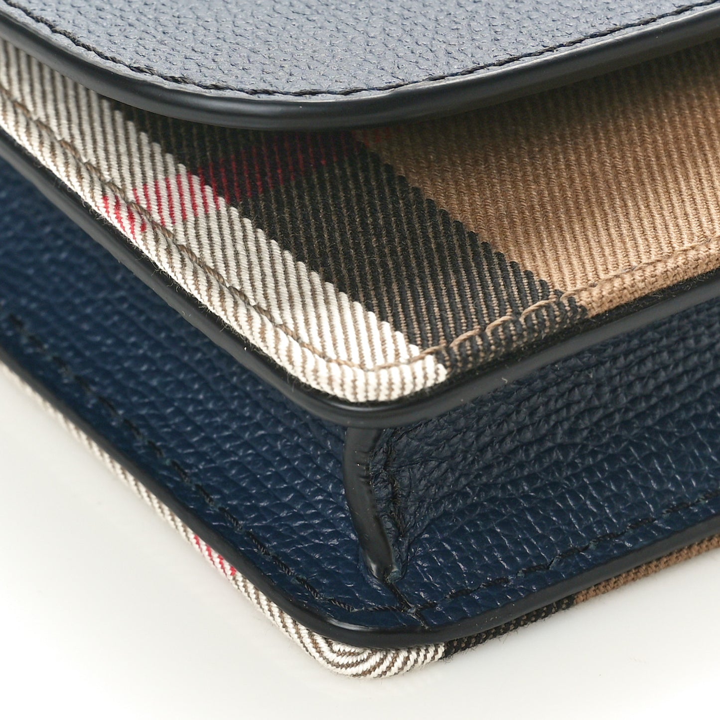 Derby Calfskin House Check Mini Hampshire Wallet On Chain Ink Blue