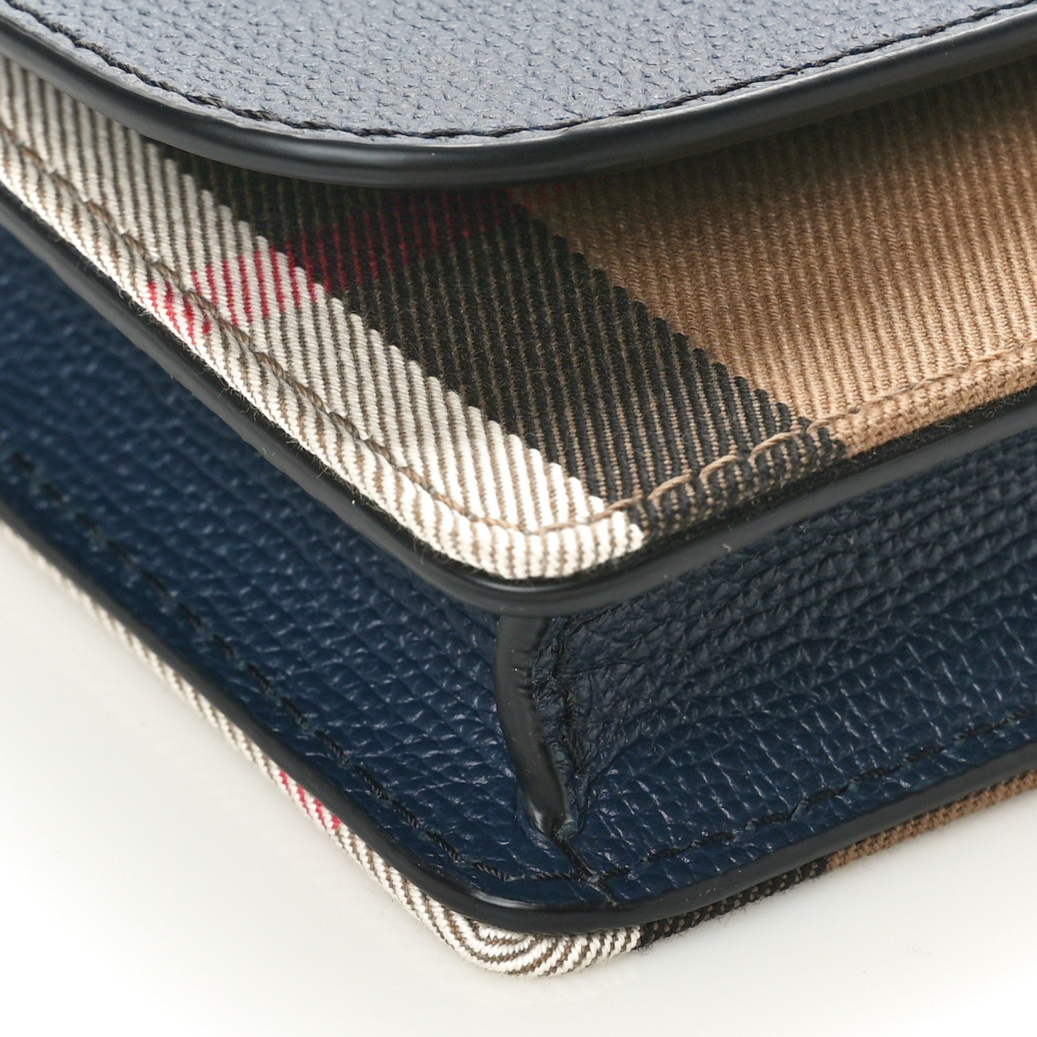 Burberry Derby Calfskin House Check Mini Hampshire Wallet On Chain Ink Blue 8 of 9