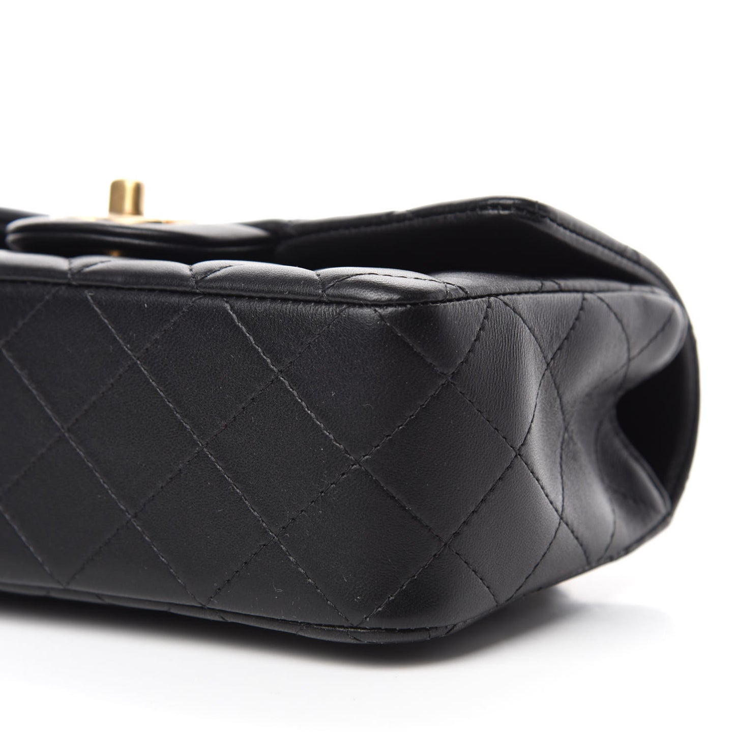Lambskin Quilted Mini Top Handle Rectangular Flap Black