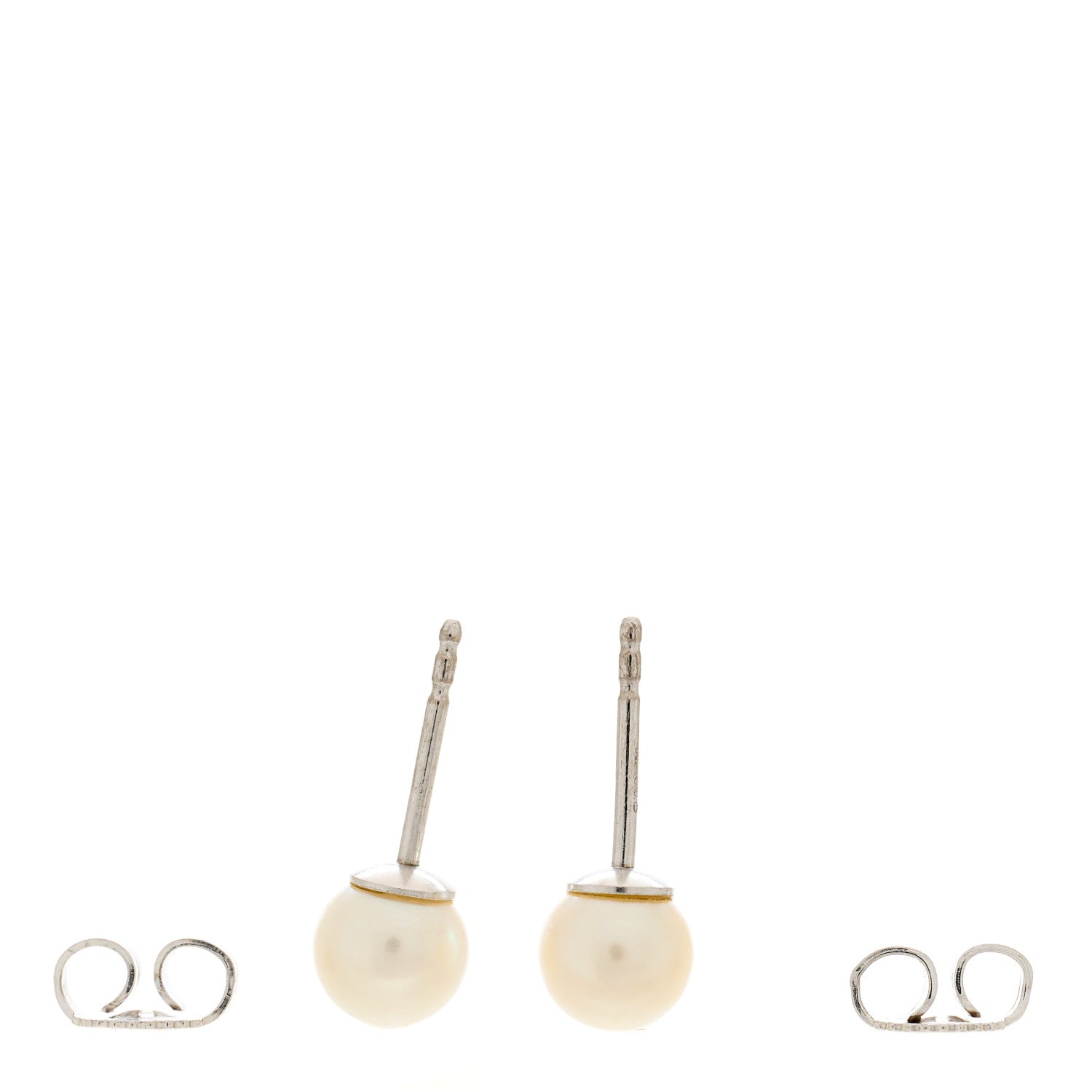 Tiffany 18K White Gold Akoya Pearl 6-6.25mm Signature Pearl Earrings 3 of 5