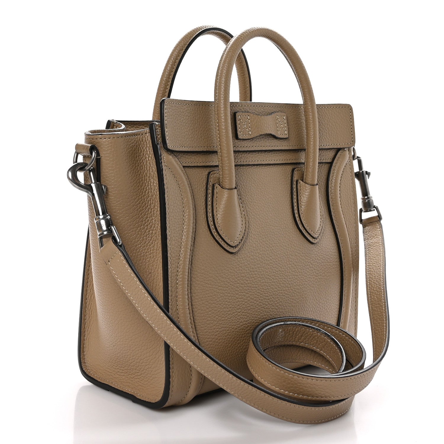 Celine Drummed Calfskin Nano Luggage Dune 3 of 10