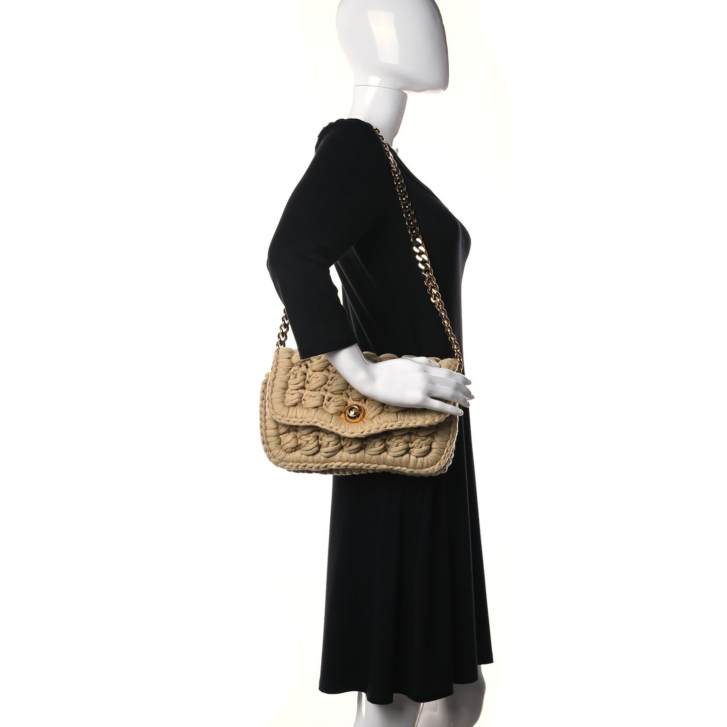 Jersey Crochet Shoulder Bag Cane Sugar