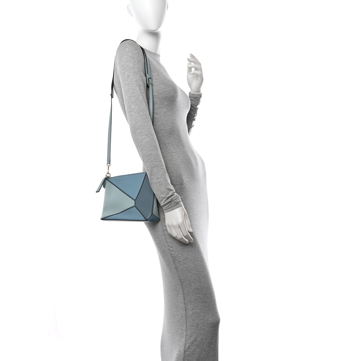 Calfskin Mini Puzzle Crossbody Bag Stone Blue