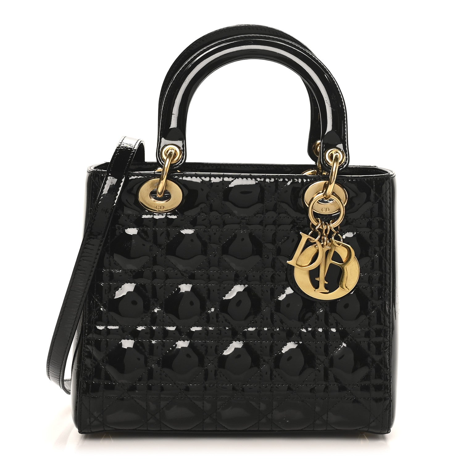 Christian Dior Patent Cannage Medium Lady Dior Black 1856303