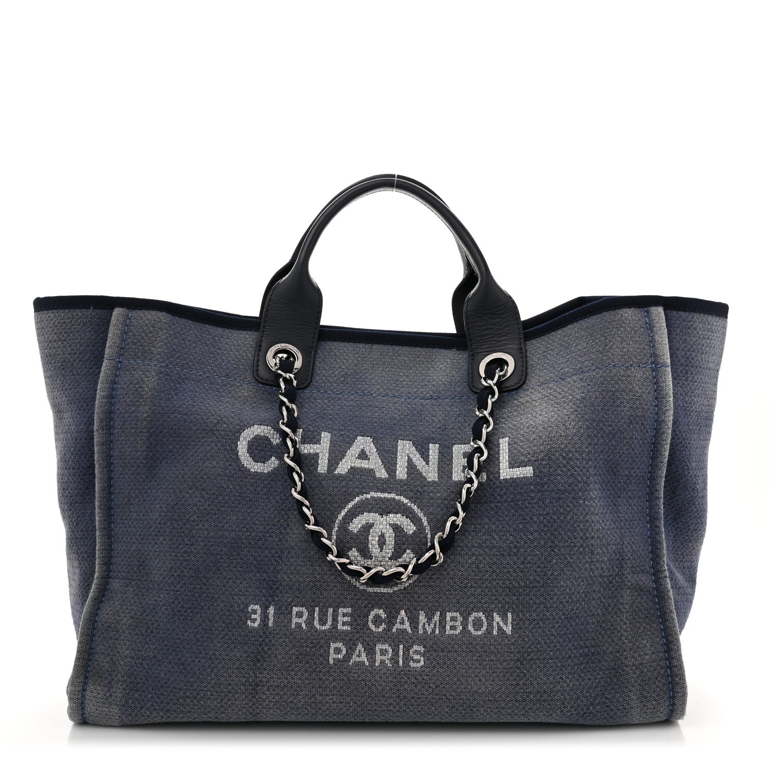 Chanel Canvas Medium Deauville Tote Blue 1 of 12