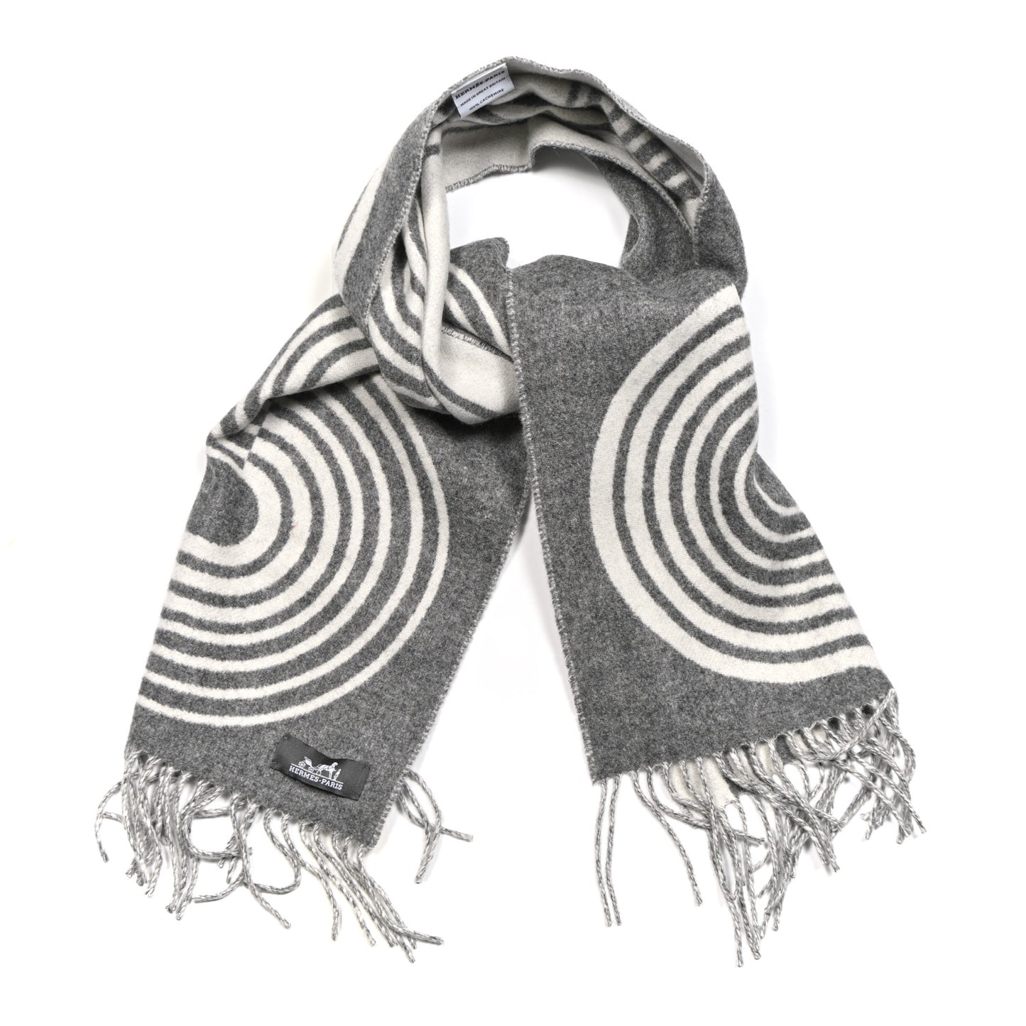 Cashmere Casaque Vague Muffler Gris Flanelle Ivoire