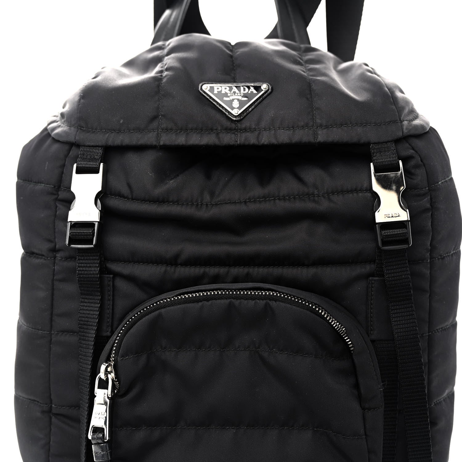 Prada Tessuto Nylon Quilted Double Buckle Backpack Black 11 of 11