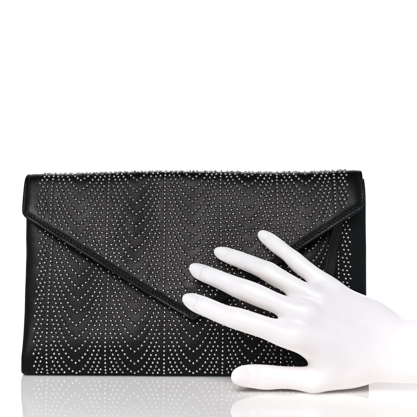Calfskin Studded Envelope Clutch Black