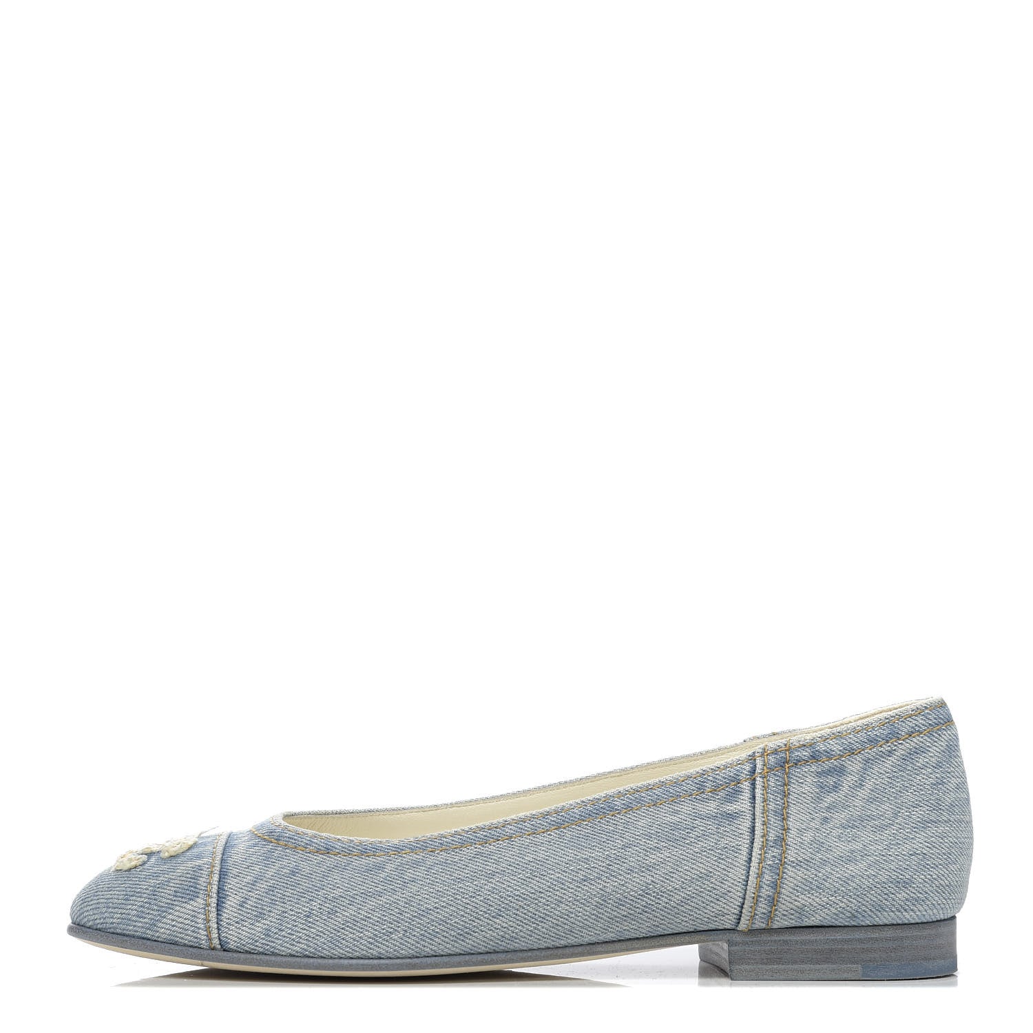 Chanel Denim CC Cap Toe Ballerina Flats 38 Light Blue 638632