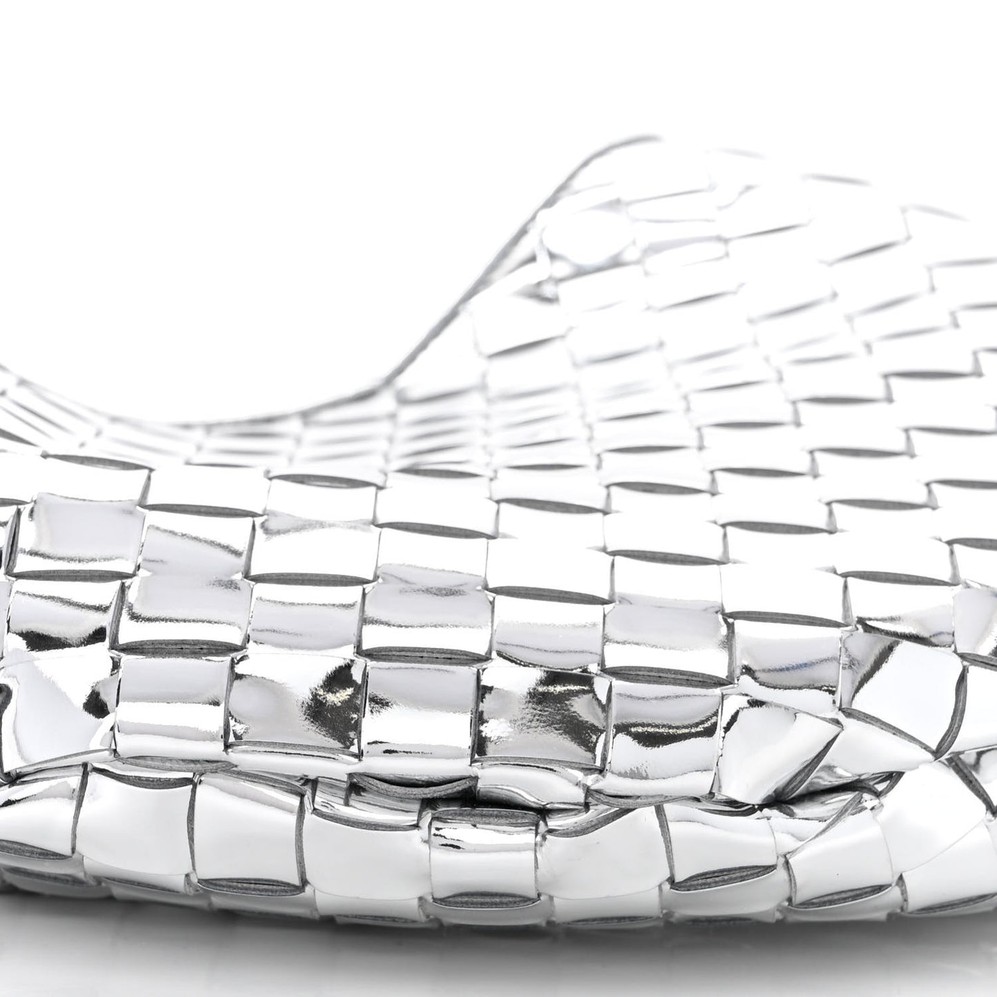 Mirror Laminated Nappa Intrecciato Sardine Bag Silver