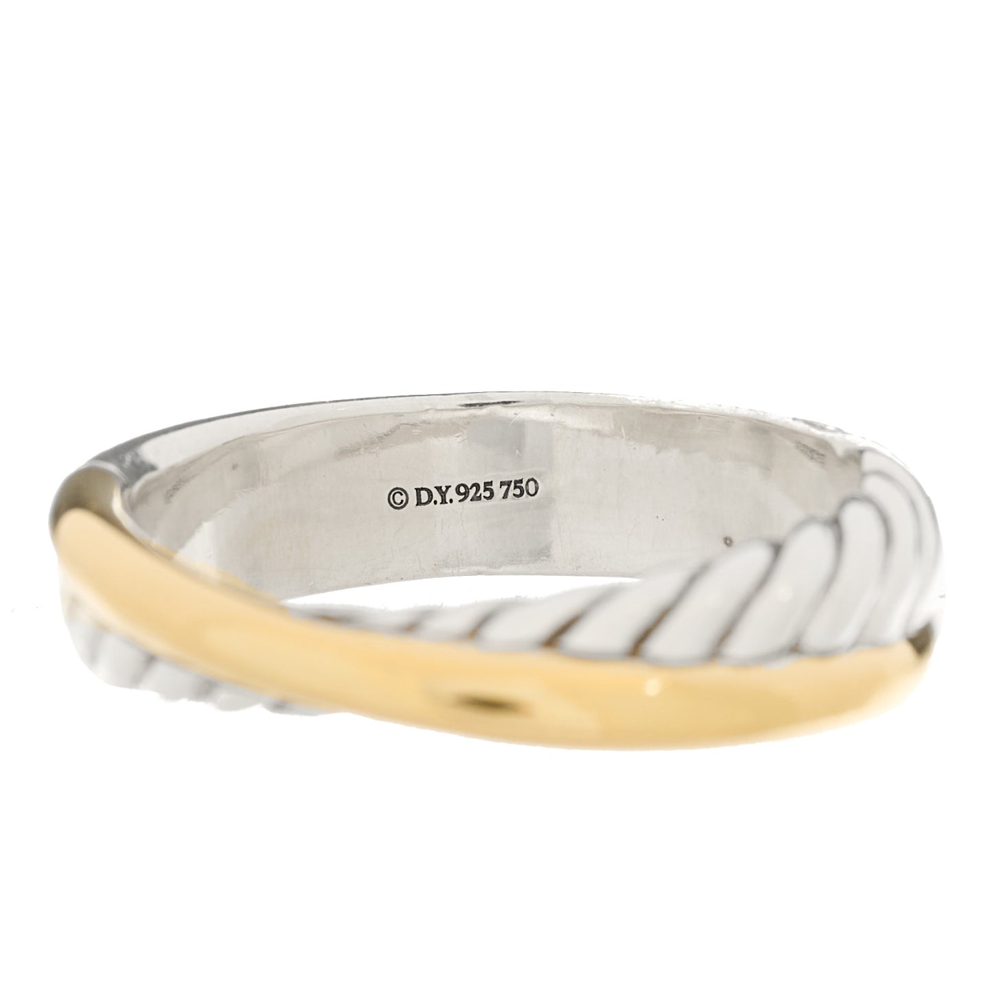 Sterling Silver 18K Yellow Gold Narrow Crossover Ring 54 7
