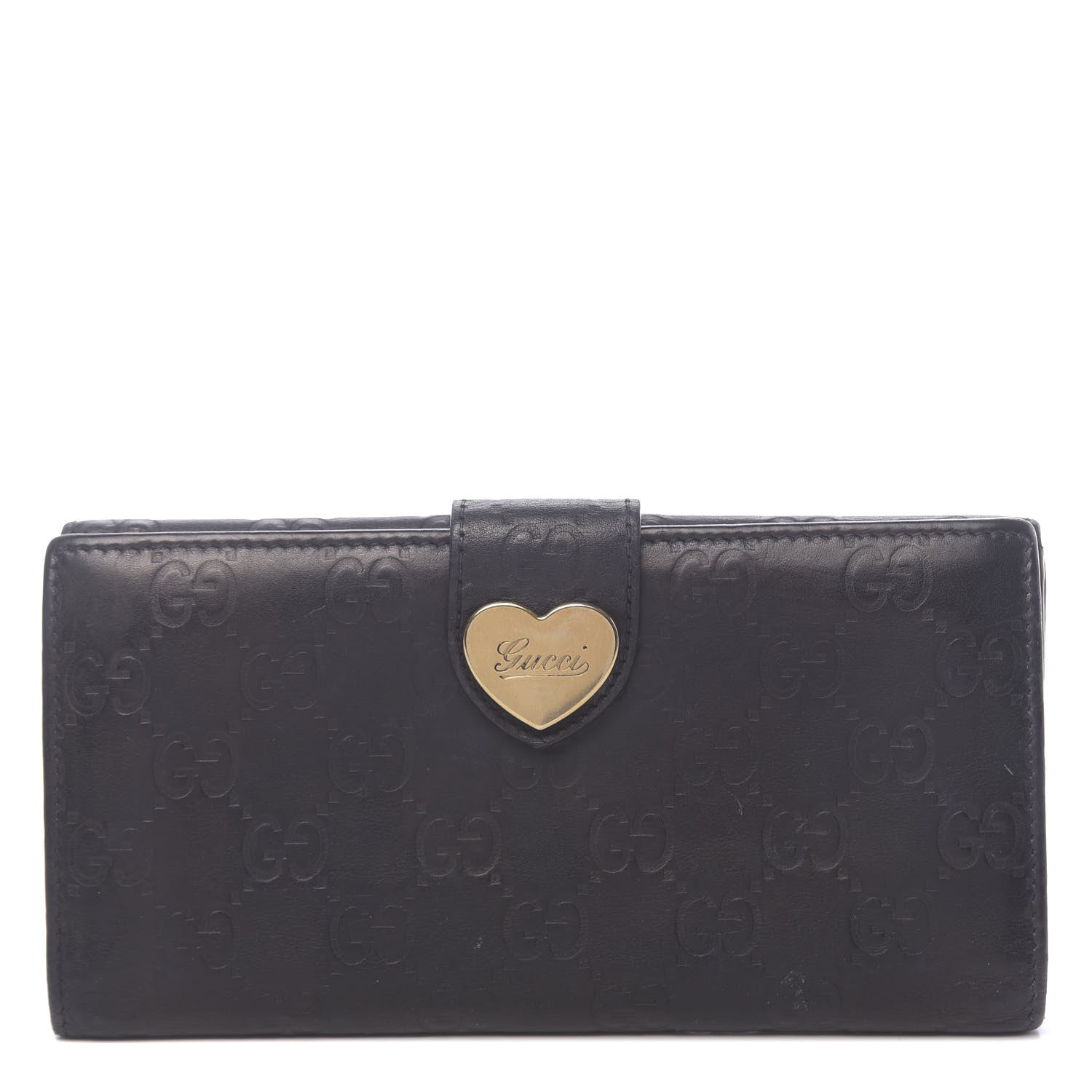 Gucci Guccissima Heart Continental Wallet Black 642495 – FASHIONPHILE
