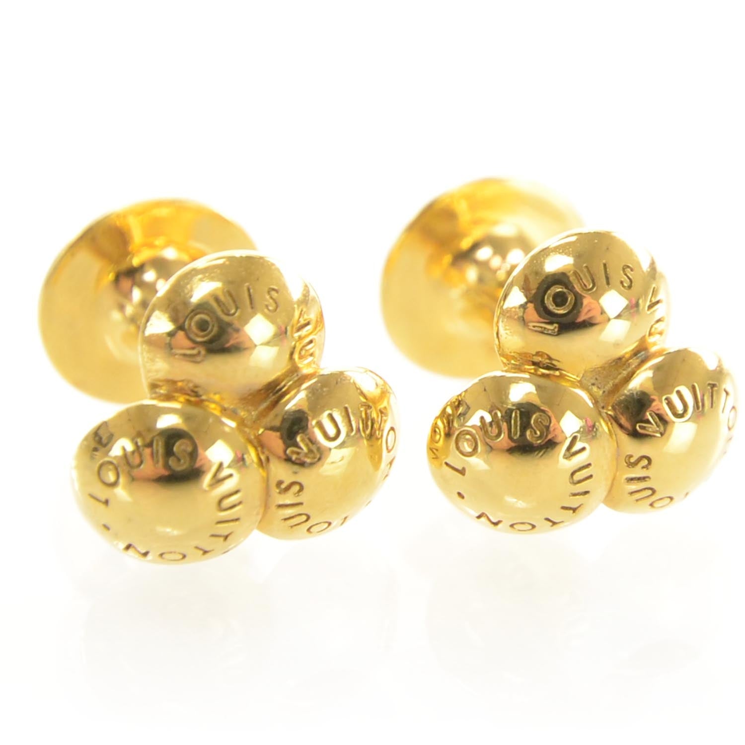 Louis Vuitton Gold Nail Rivet Cufflinks With Taiga case 34035