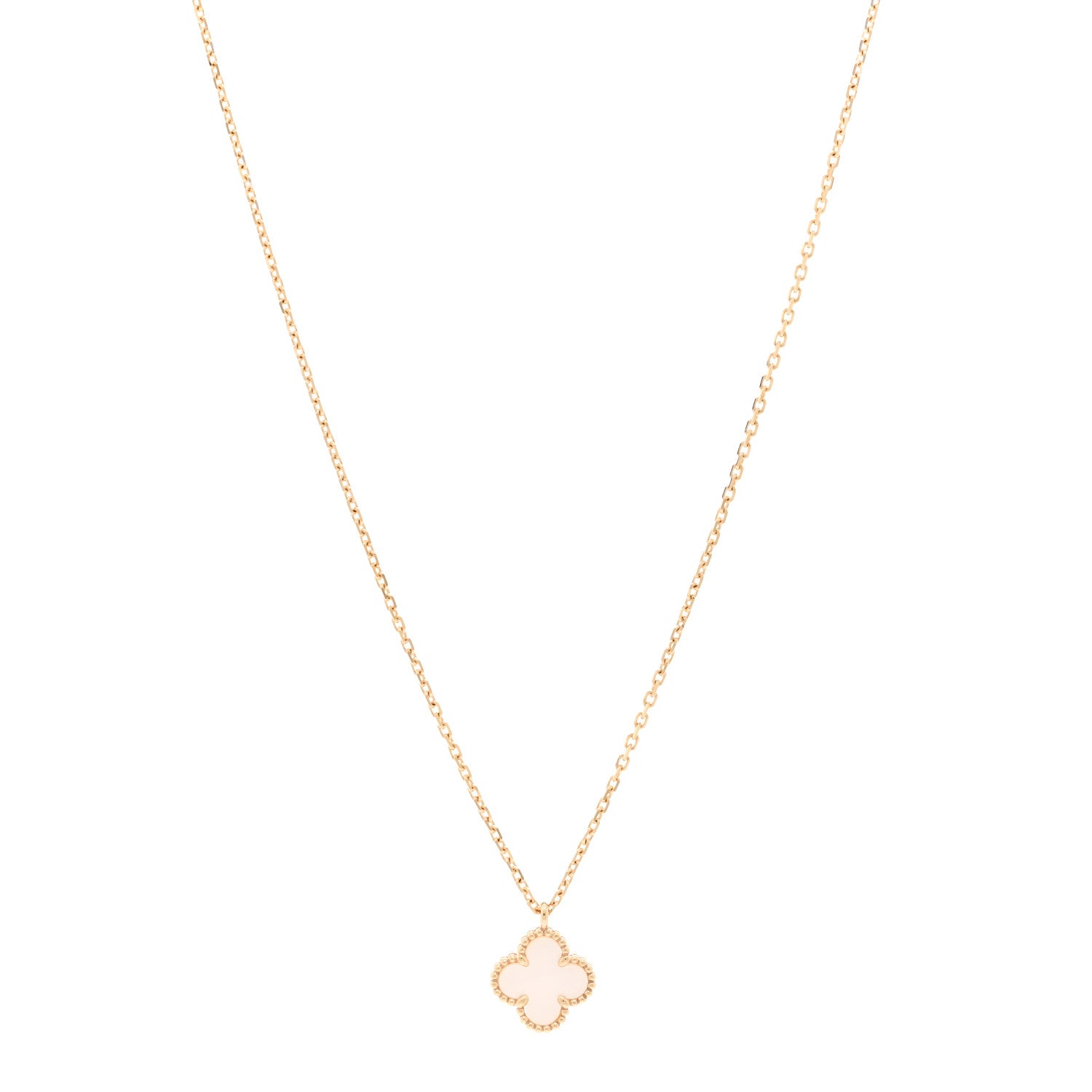 Van Cleef & Arpels 18K Yellow Gold Mother of Pearl Sweet Alhambra Pendant Necklace 1 of 5
