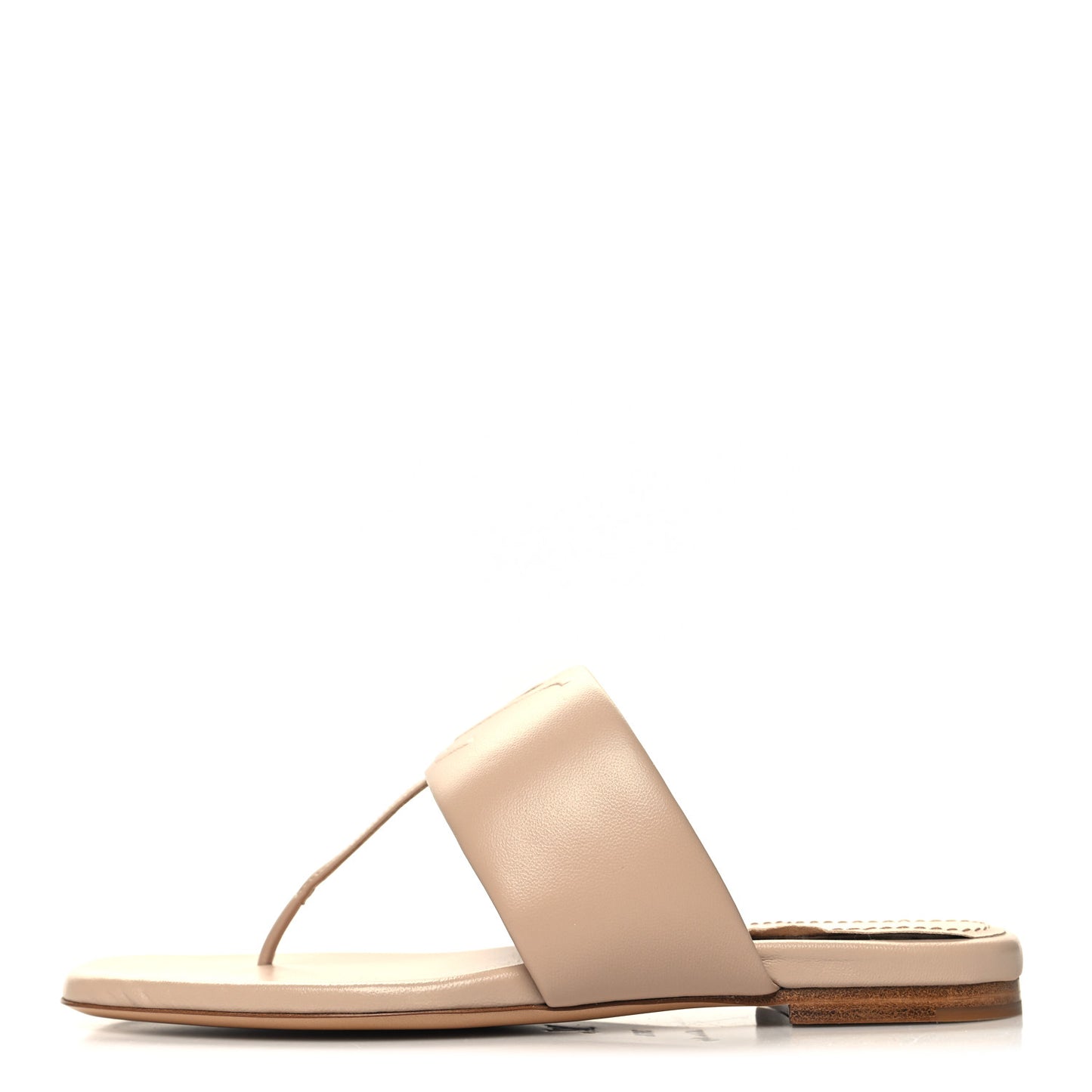Lambskin Embossed Monogram Drapy Flat Thong Sandal 36.5 Beige