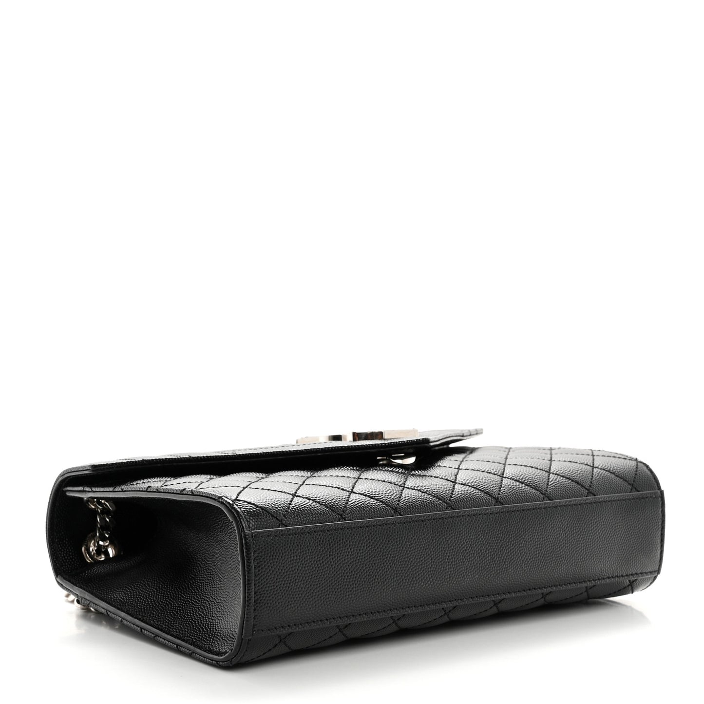 Grain De Poudre Textured Mixed Matelasse Triquilt Medium Monogram Satchel Black