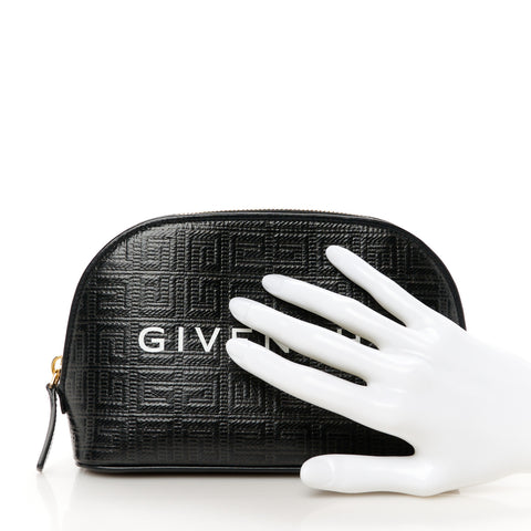 Coated Canvas Logo 4G Embossed Cosmetic Pouch Black