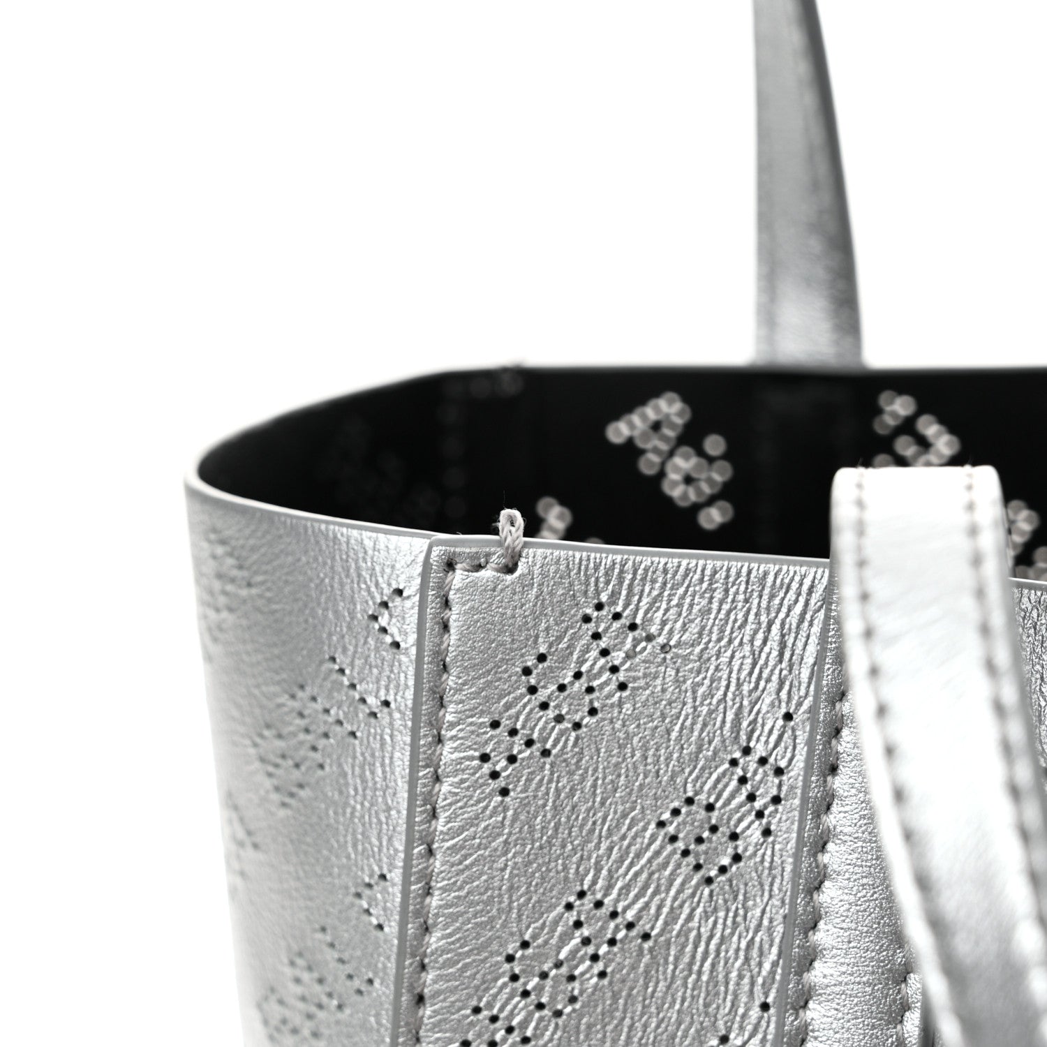 Balenciaga Metallic Calfskin Logo Perforated XXS Everyday Tote New Silver 12 of 14