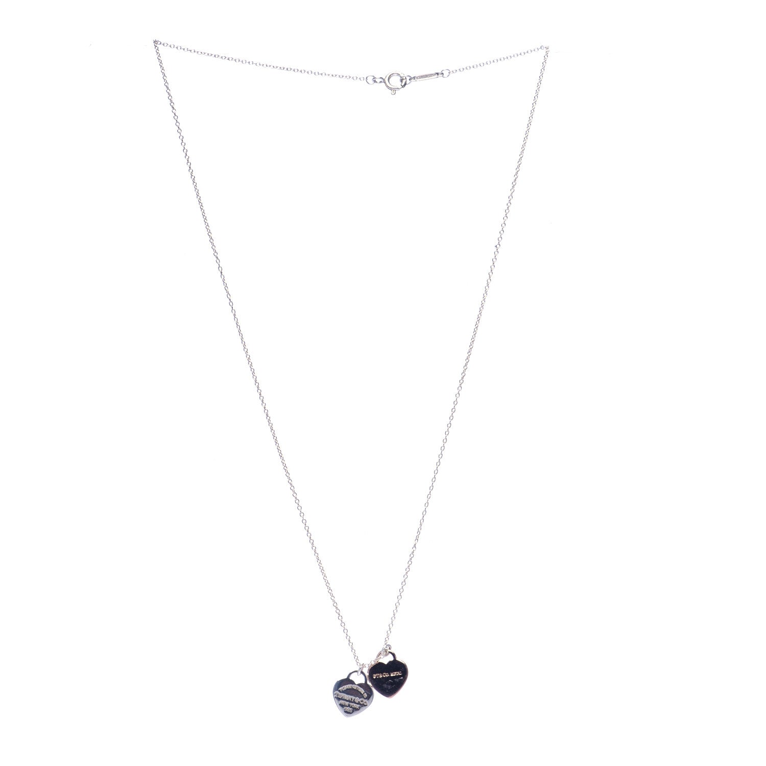 Tiffany Sterling Silver Rubedo Mini Return to Tiffany Double Heart Tag Pendant Necklace 3 of 7